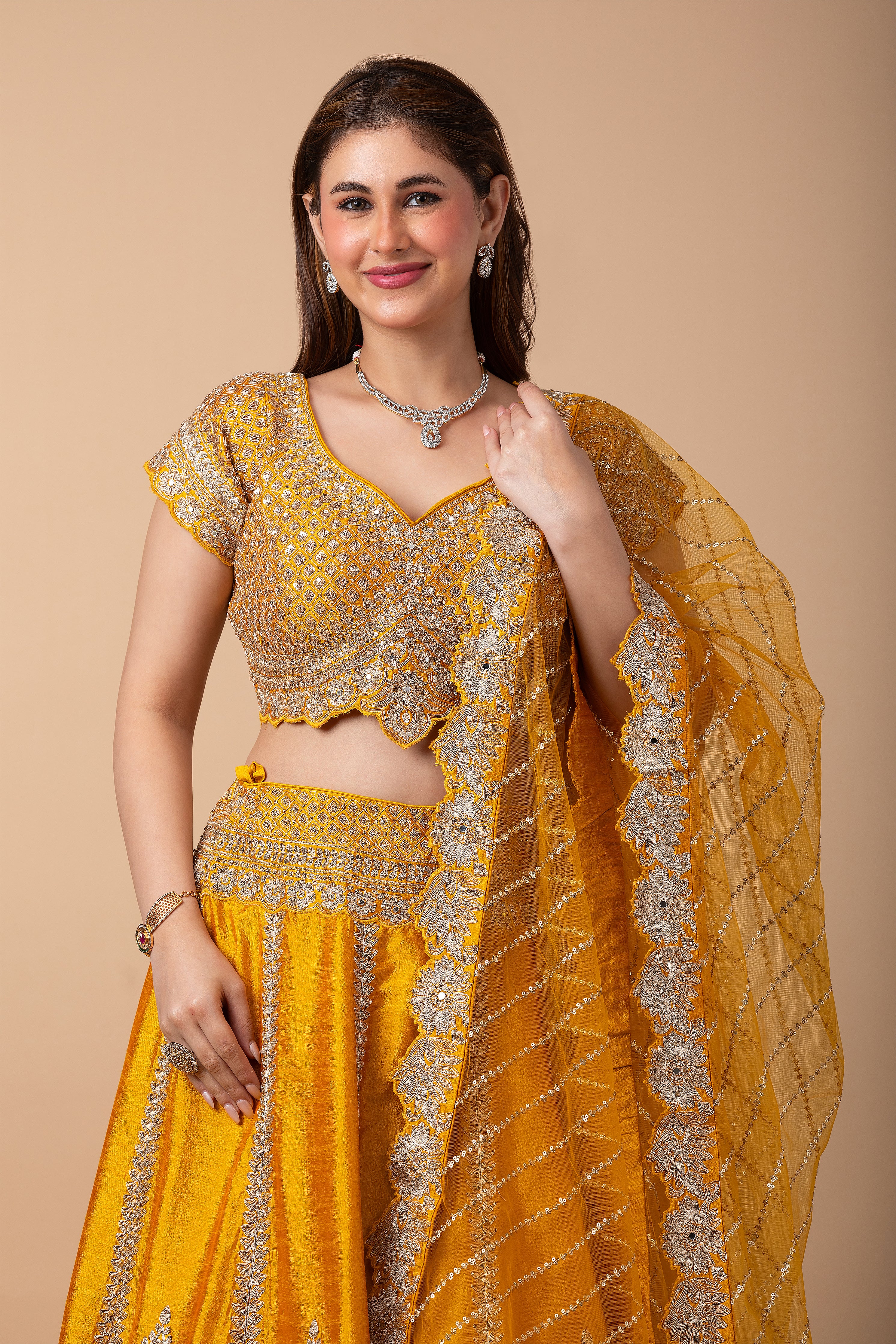 Golden Yellow silk Lehenga Set