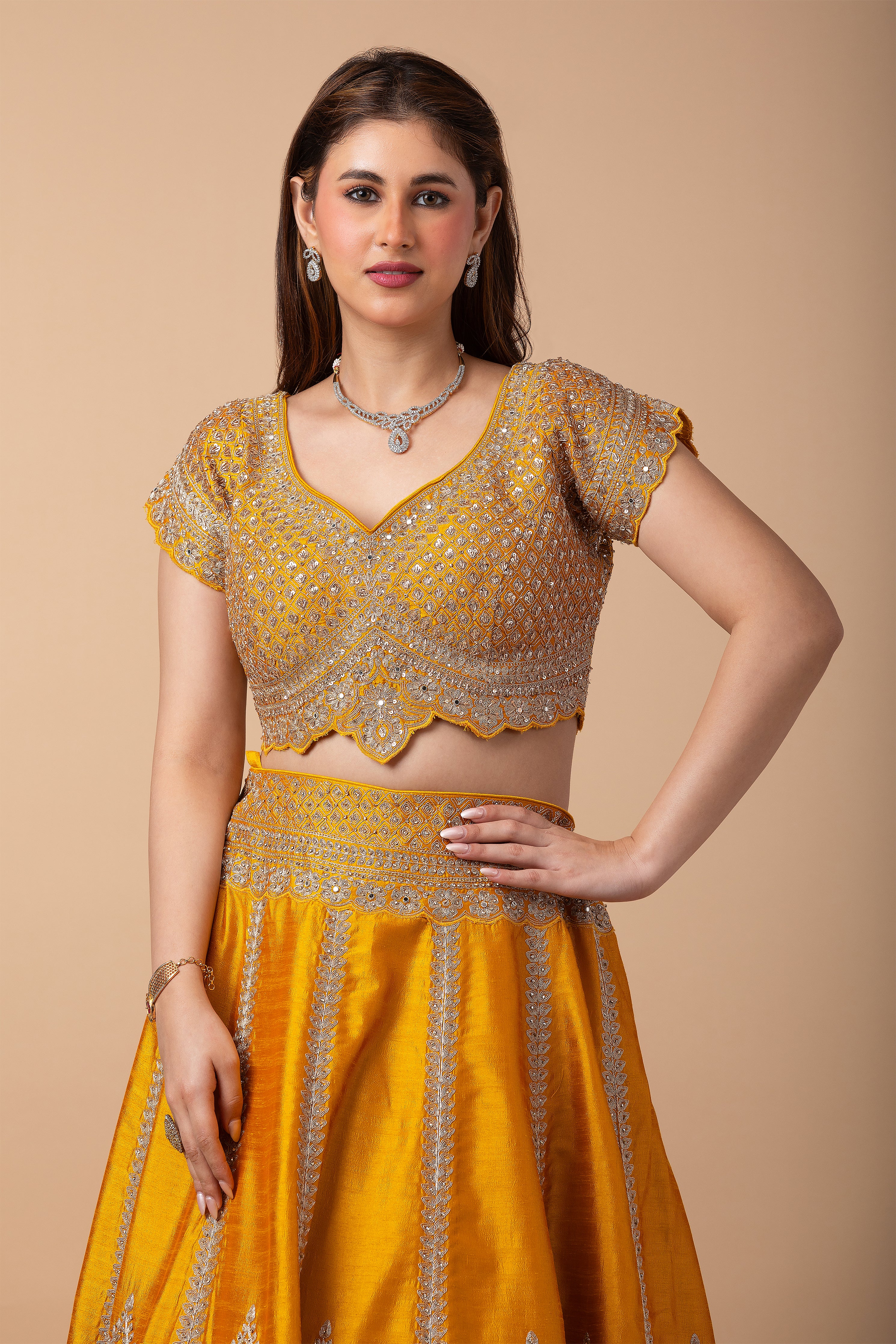 Golden Yellow silk Lehenga Set