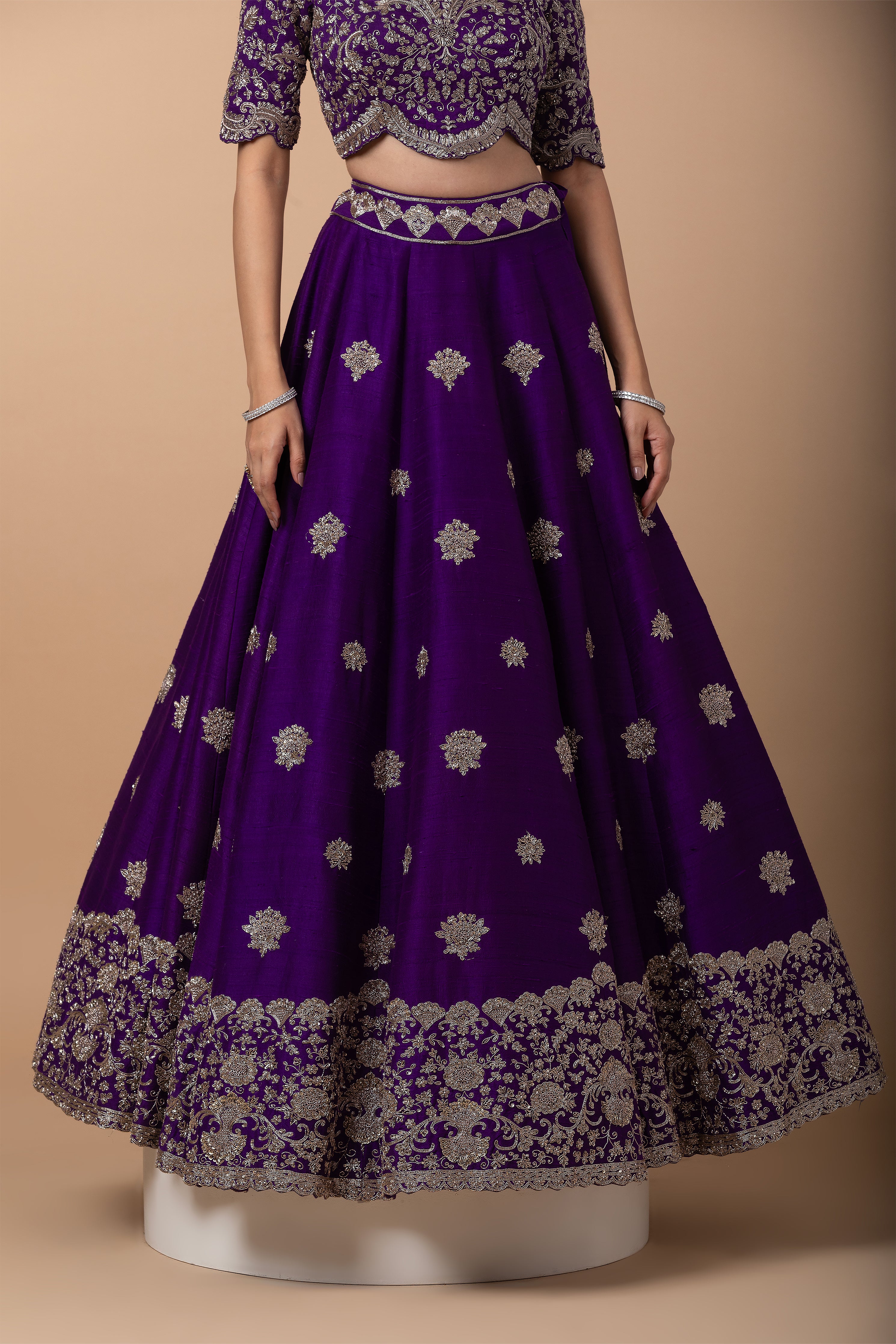 Deep Purple silk Lehenga Set