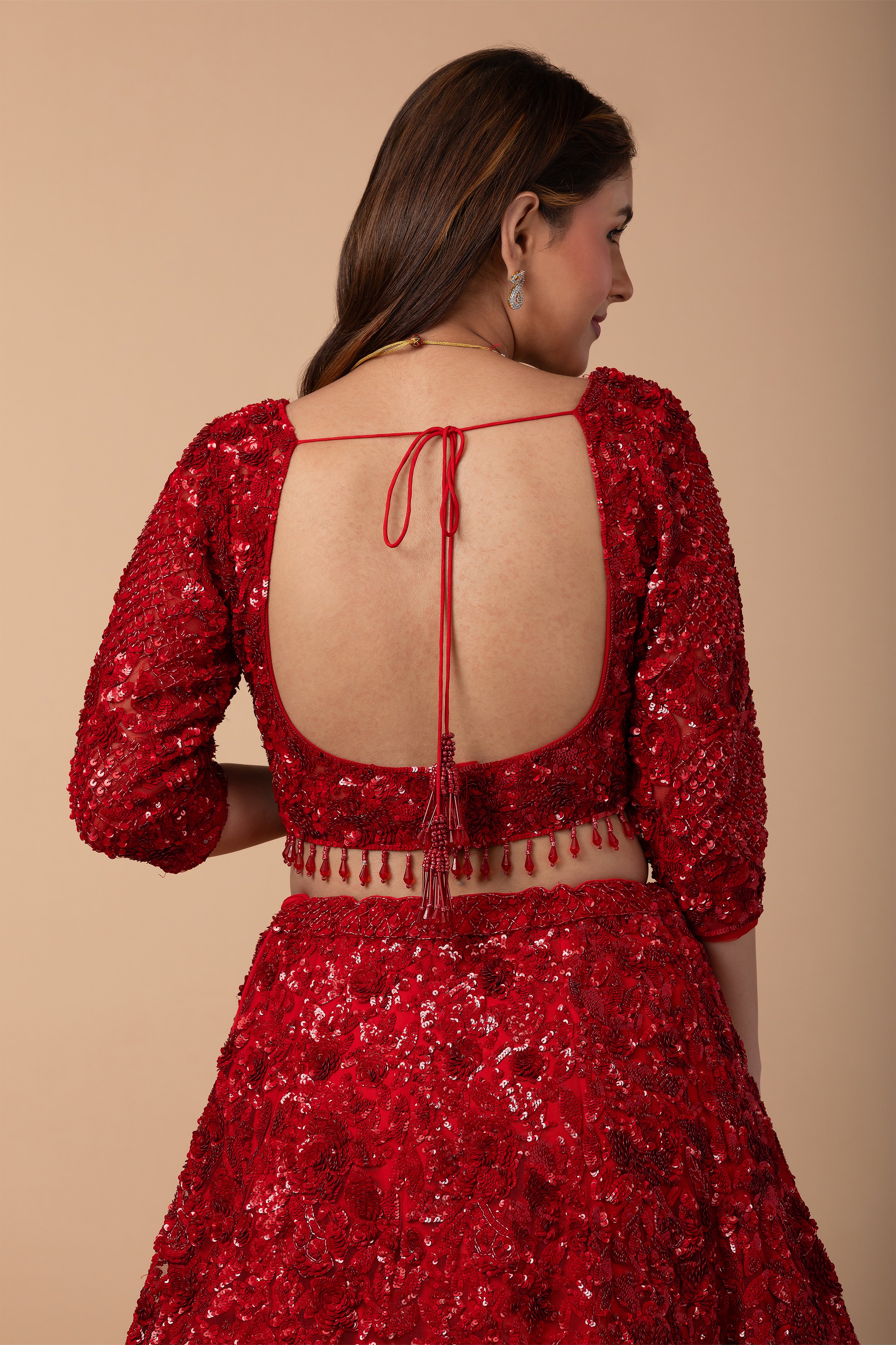 Scarlet Red net Lehenga set