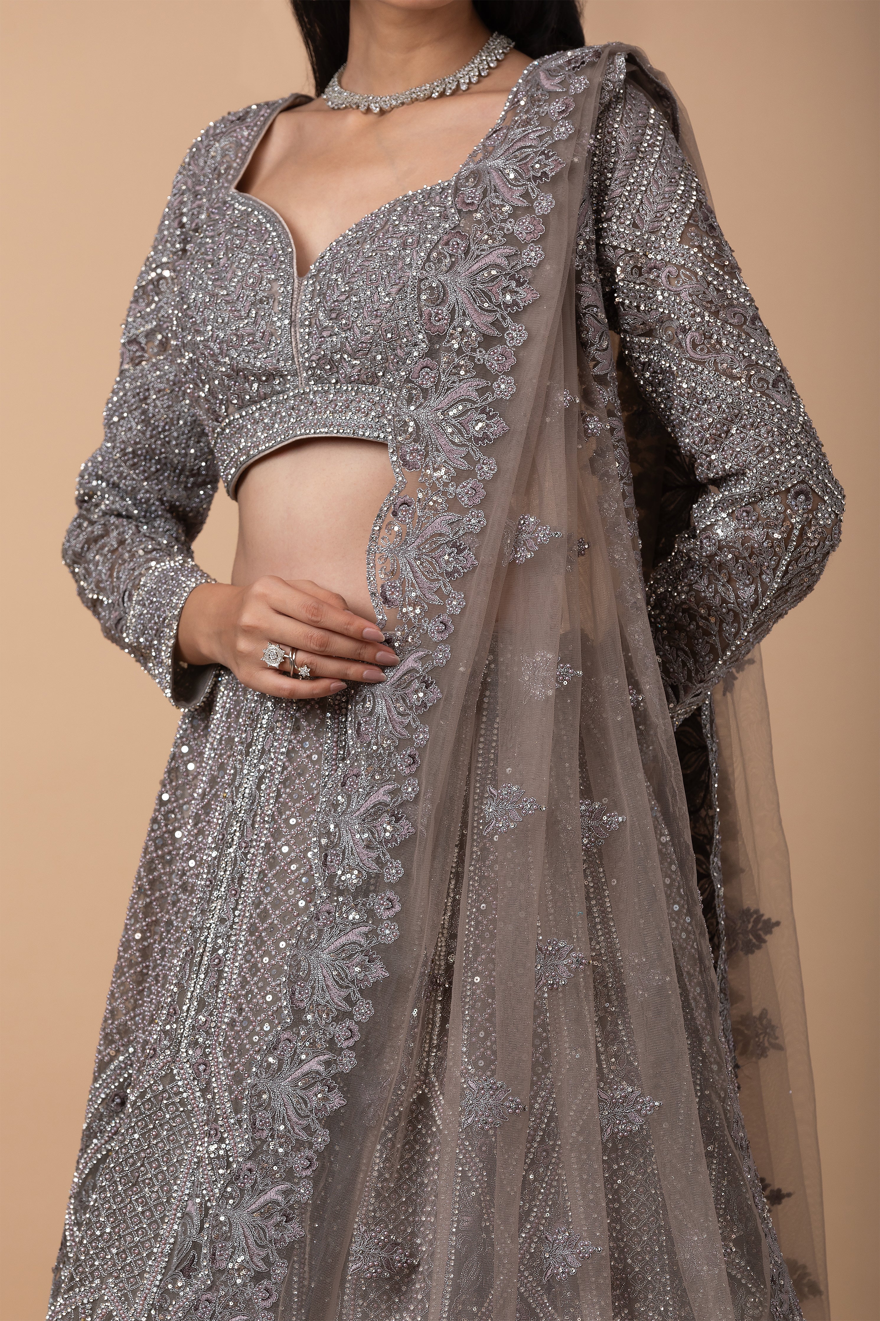 Ash grey Lehenga Set