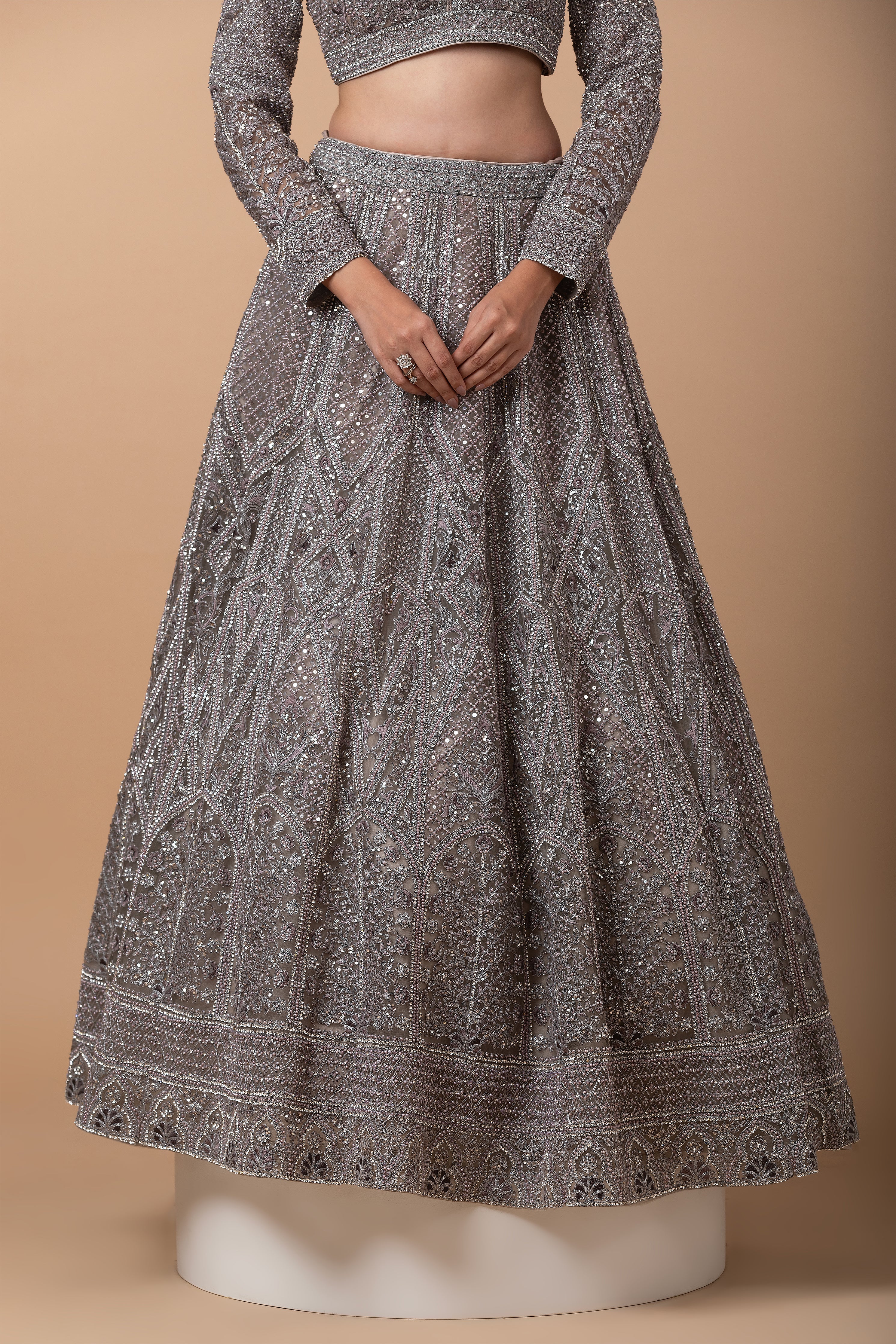 Ash grey Lehenga Set