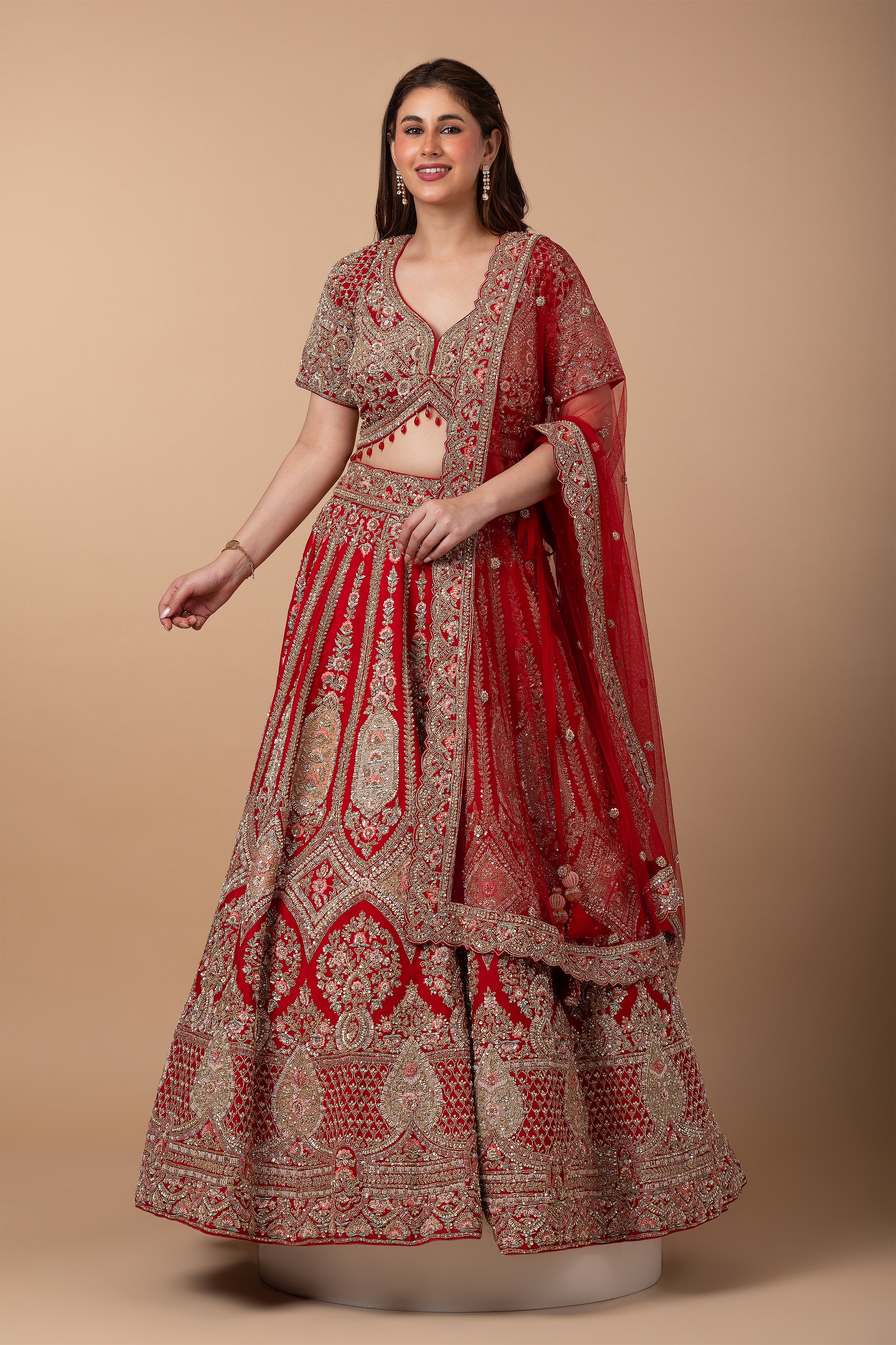 Regal Red Bridal Lehenga set  Mokshaa