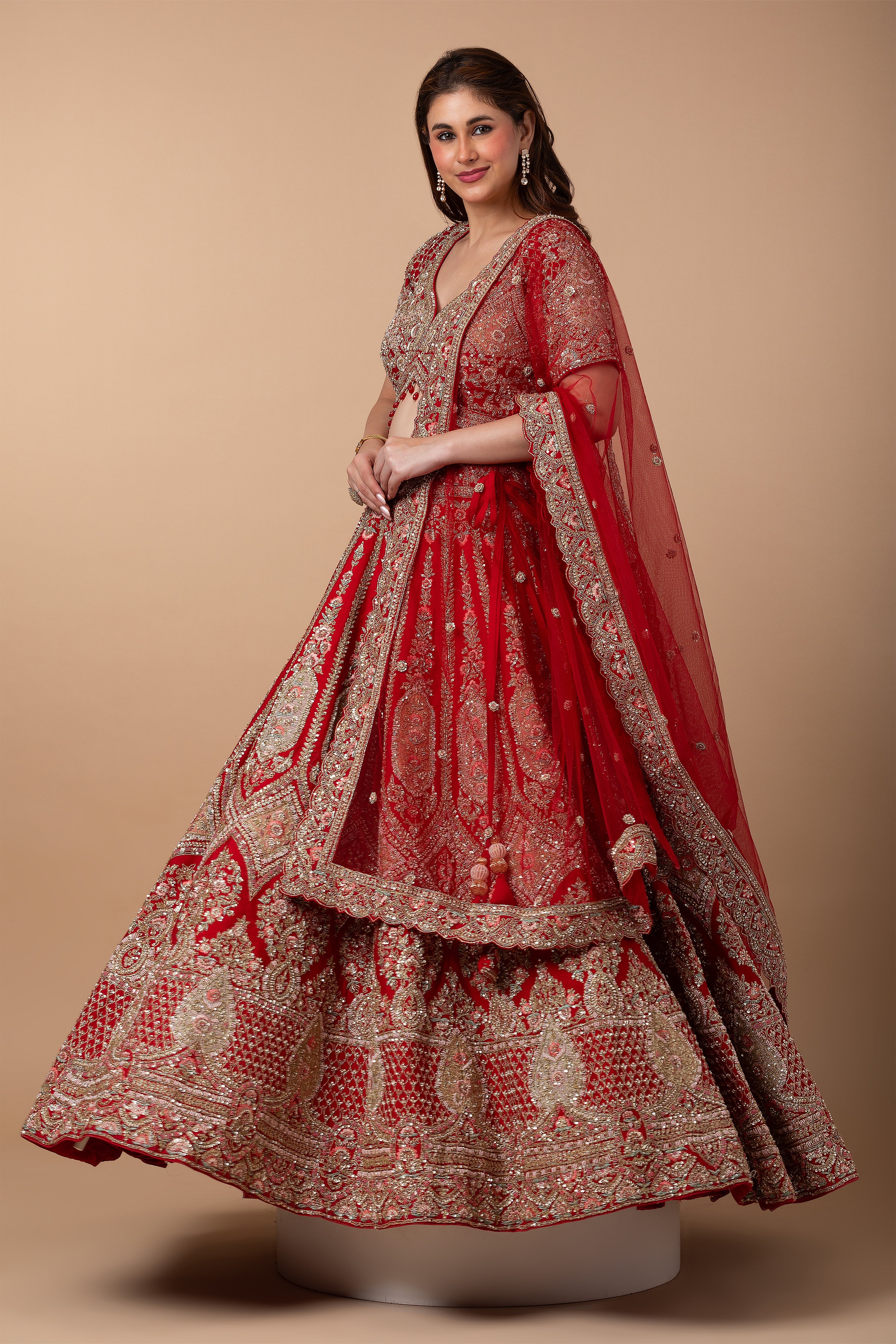 Regal Red Bridal Lehenga set  Mokshaa