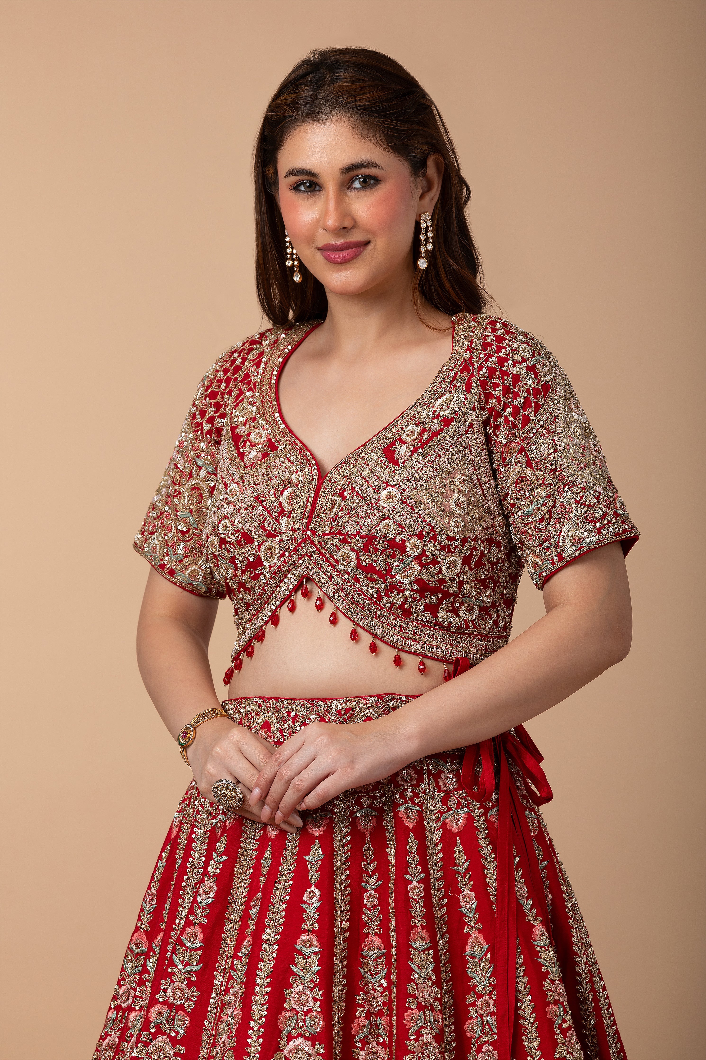 Regal Red Bridal Lehenga set  Mokshaa