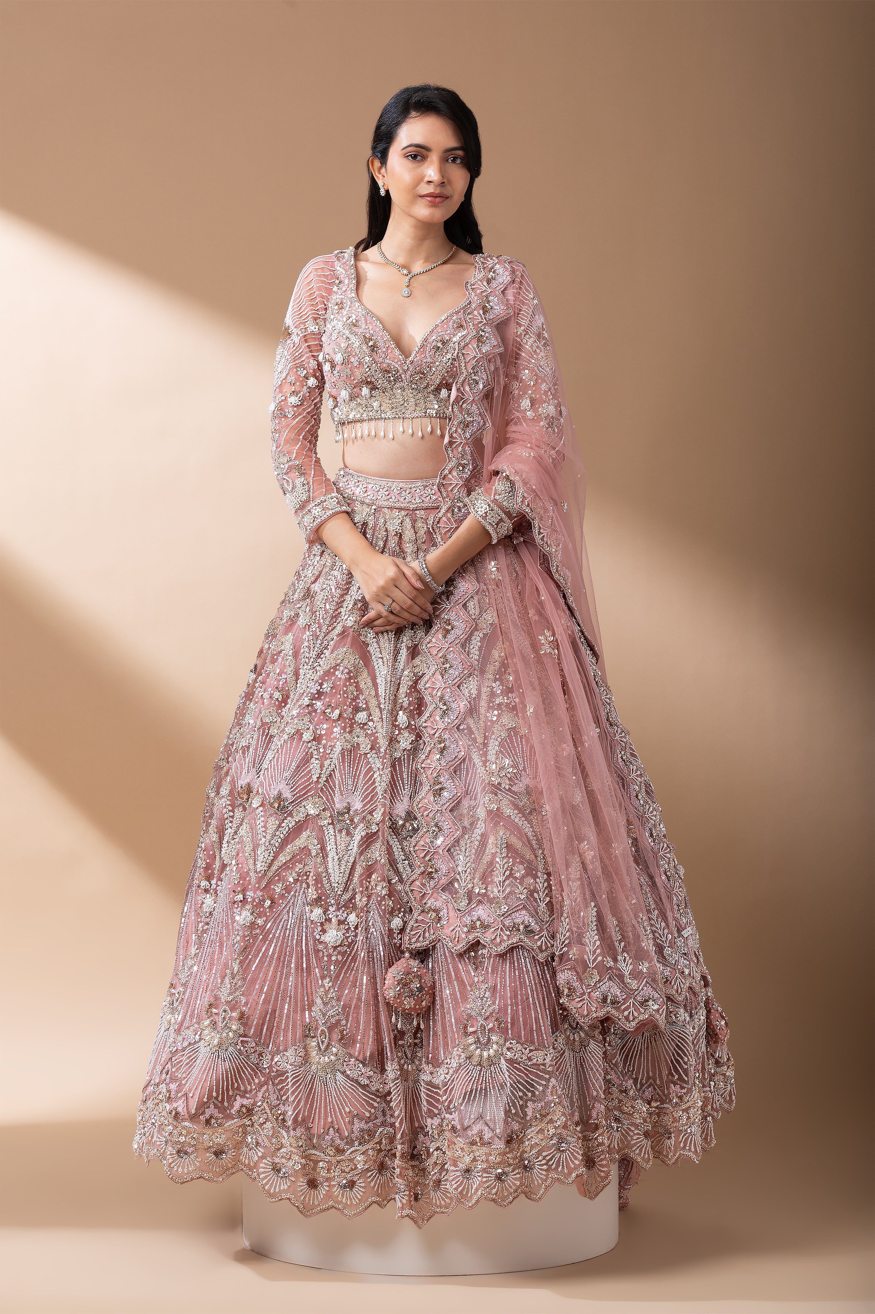 Blush Pink Bridal Lehenga Set  Mokshaa