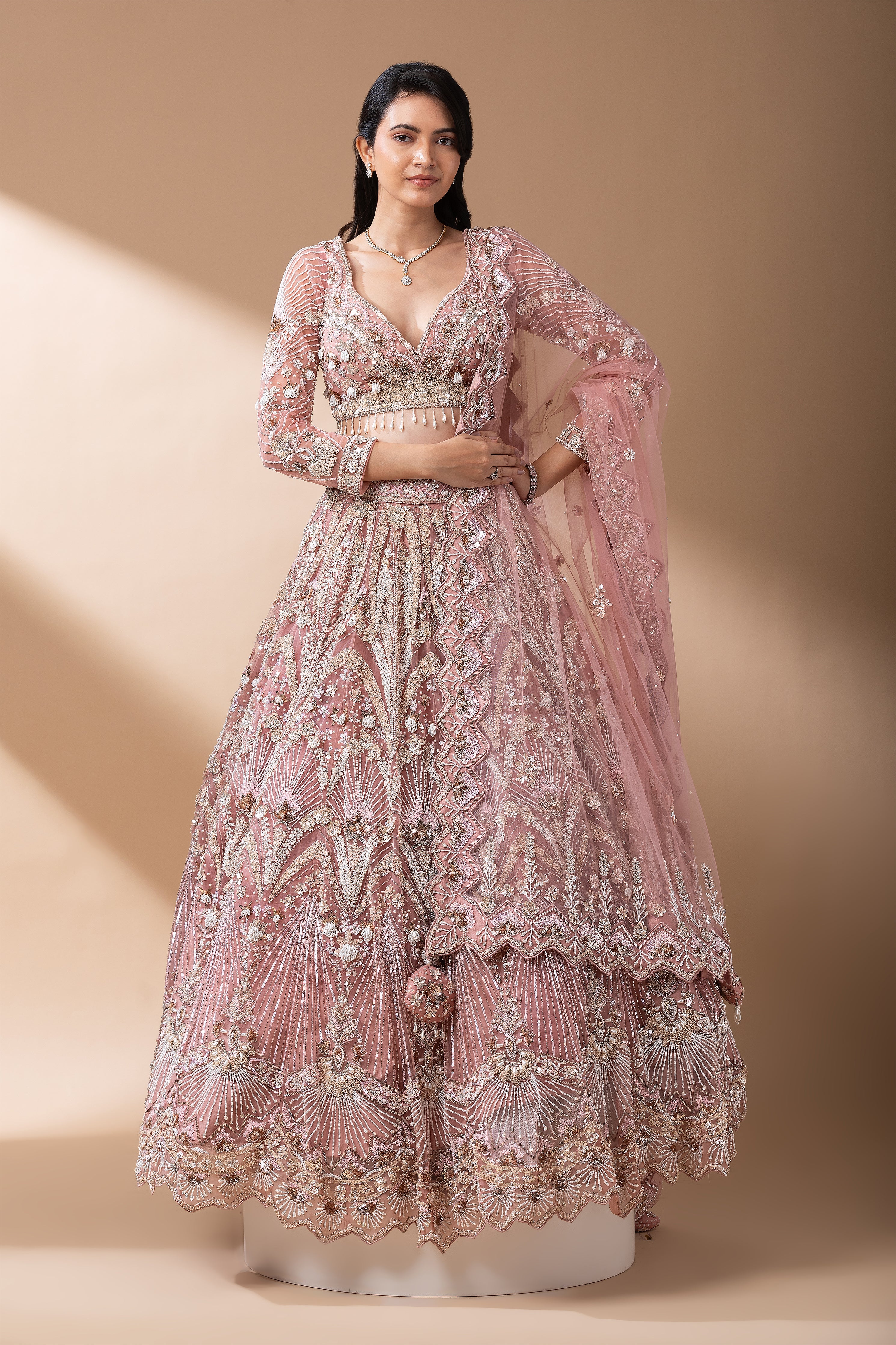 Blush Pink Bridal Lehenga Set  Mokshaa