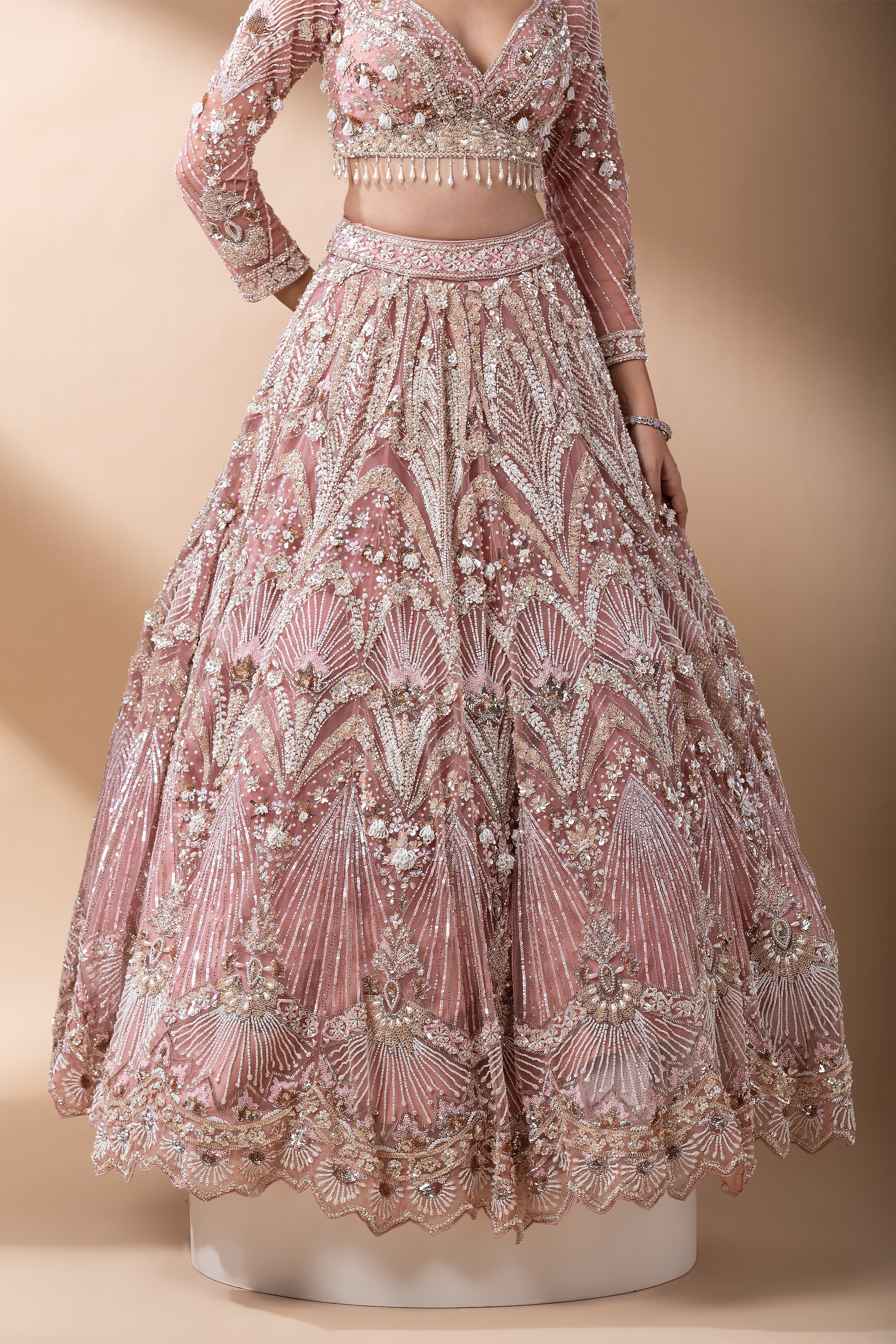 Blush Pink Bridal Lehenga Set  Mokshaa