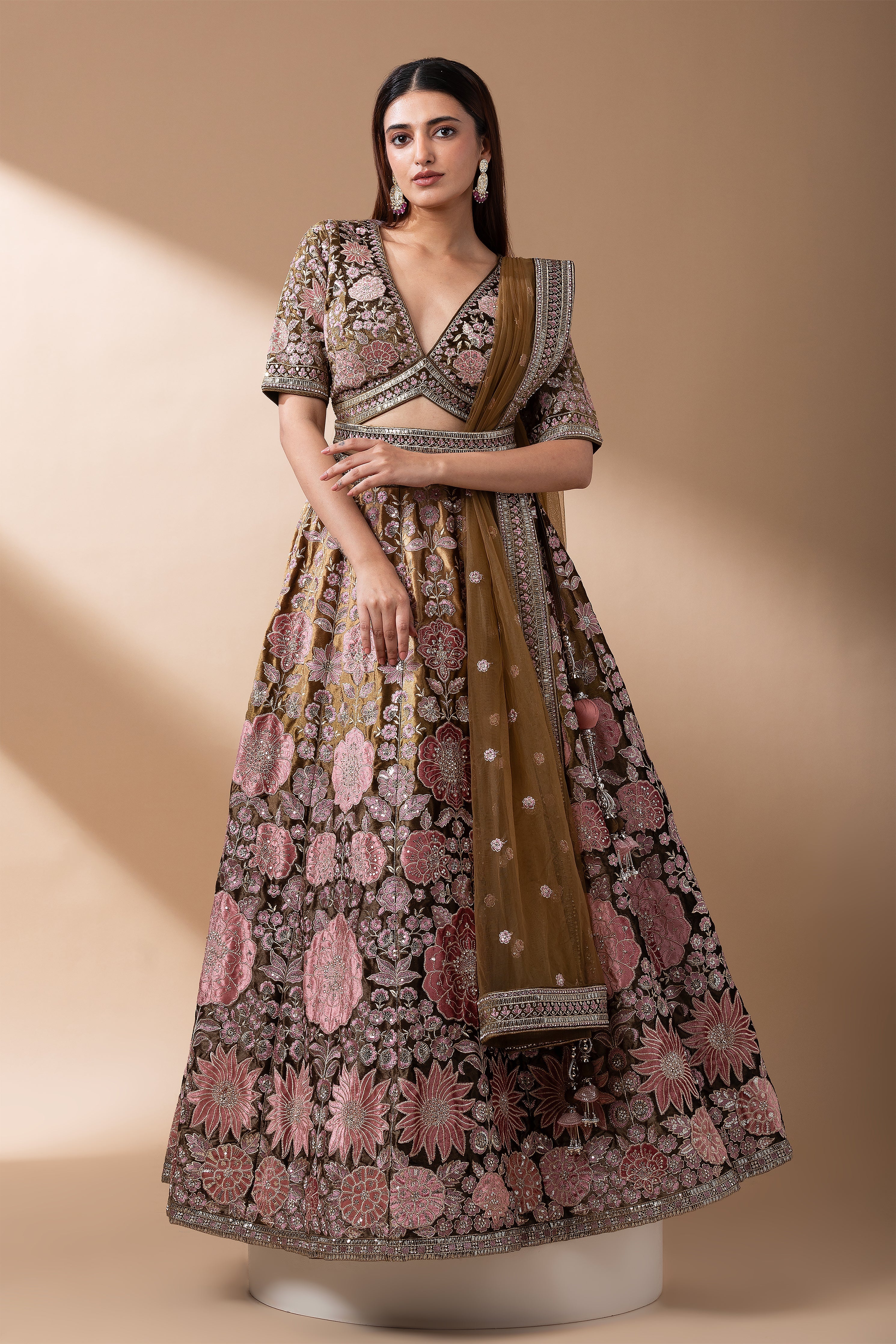 Regal Multicolor Paneled Bridal Lehenga (Copy)  Mokshaa