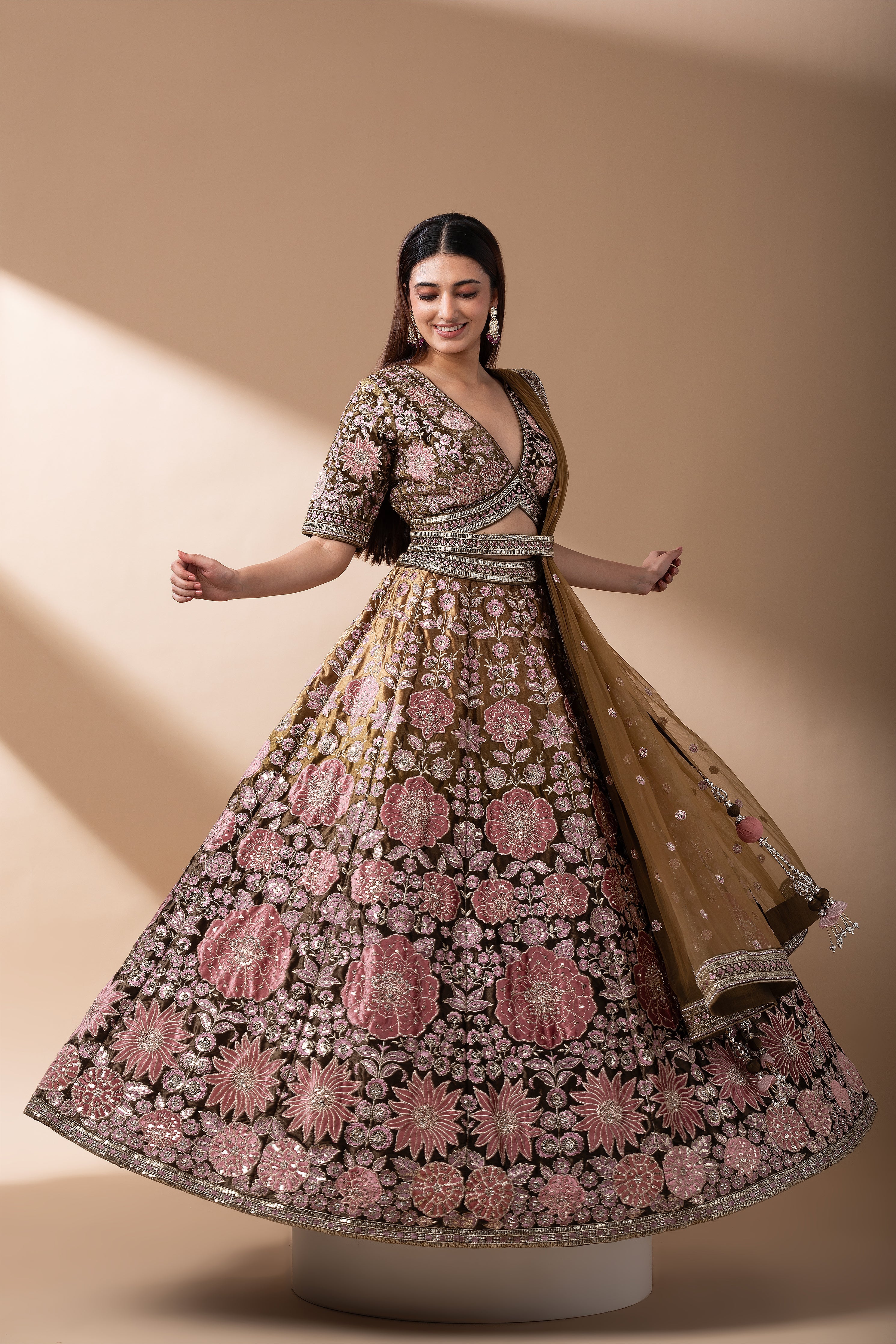 Regal Multicolor Paneled Bridal Lehenga (Copy)  Mokshaa