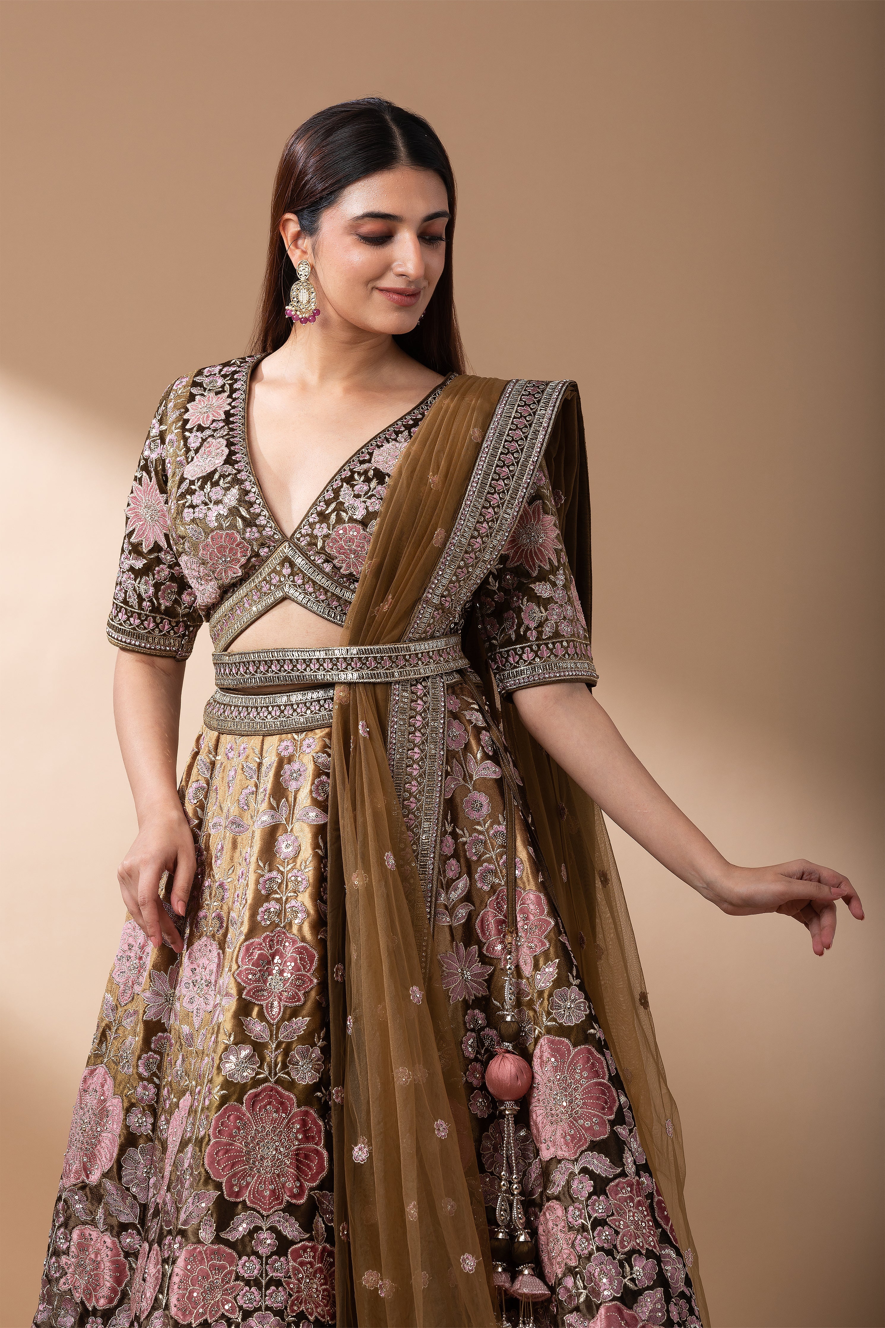 Regal Multicolor Paneled Bridal Lehenga (Copy)  Mokshaa