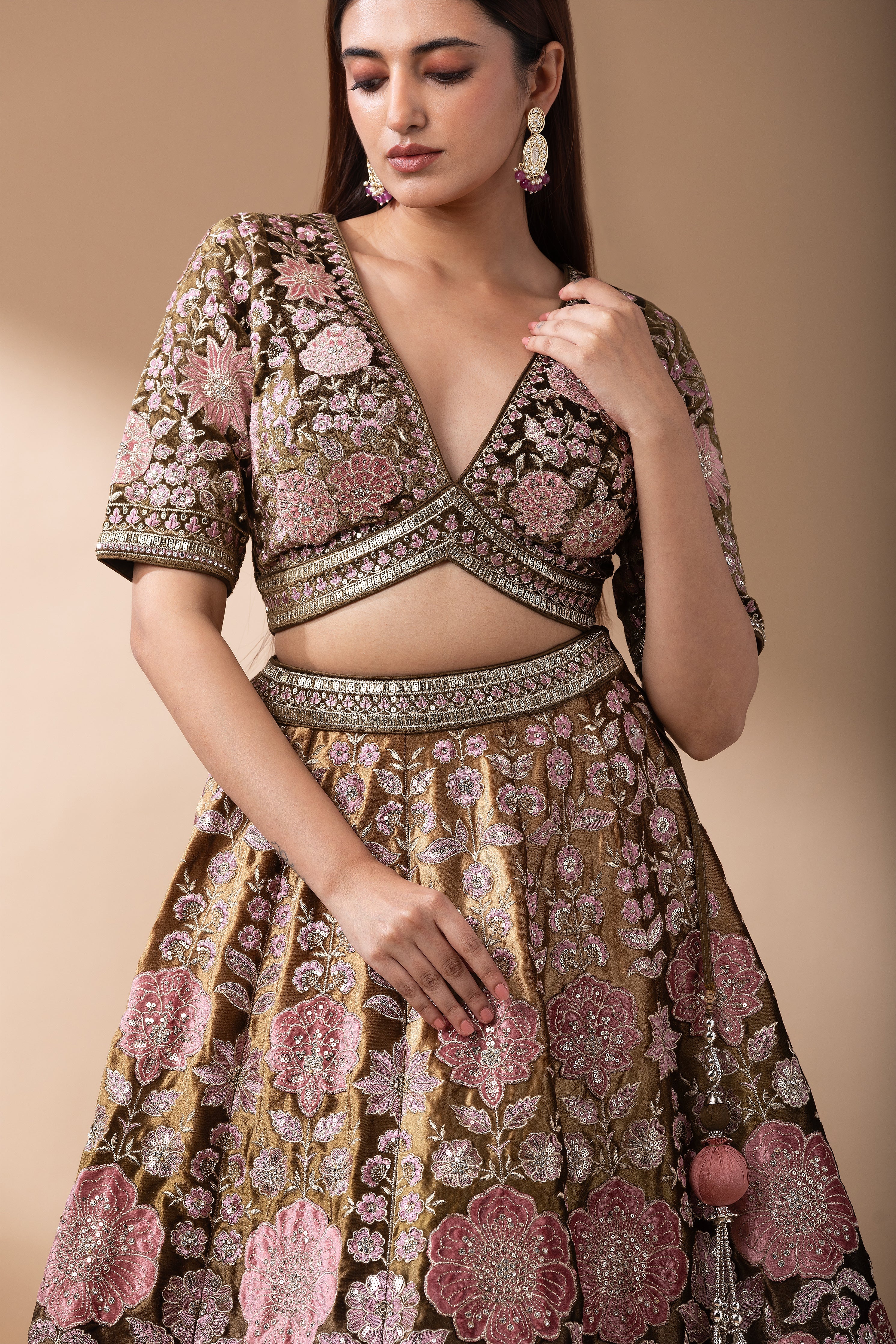 Regal Multicolor Paneled Bridal Lehenga (Copy)  Mokshaa