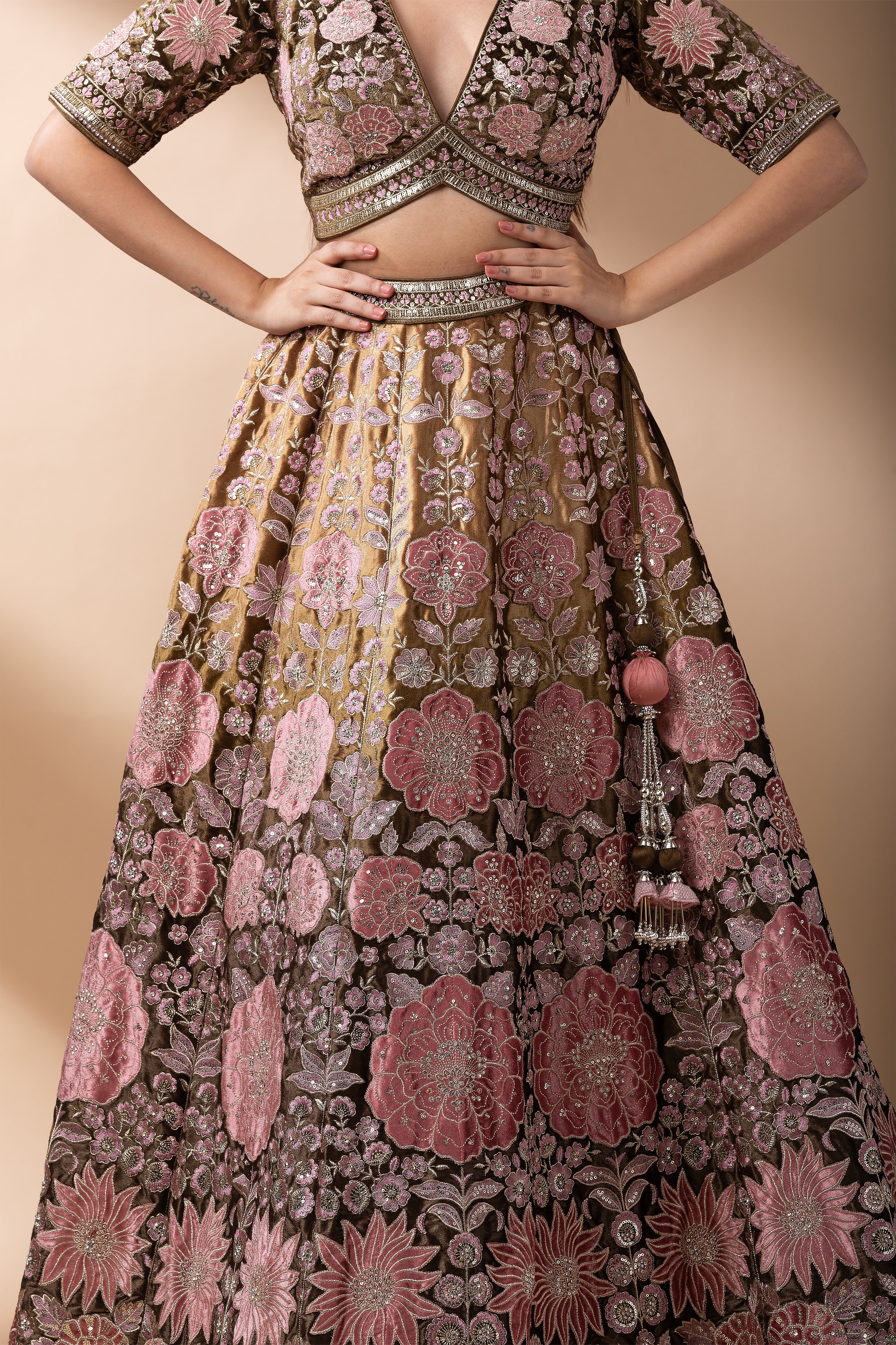 Regal Multicolor Paneled Bridal Lehenga (Copy)  Mokshaa