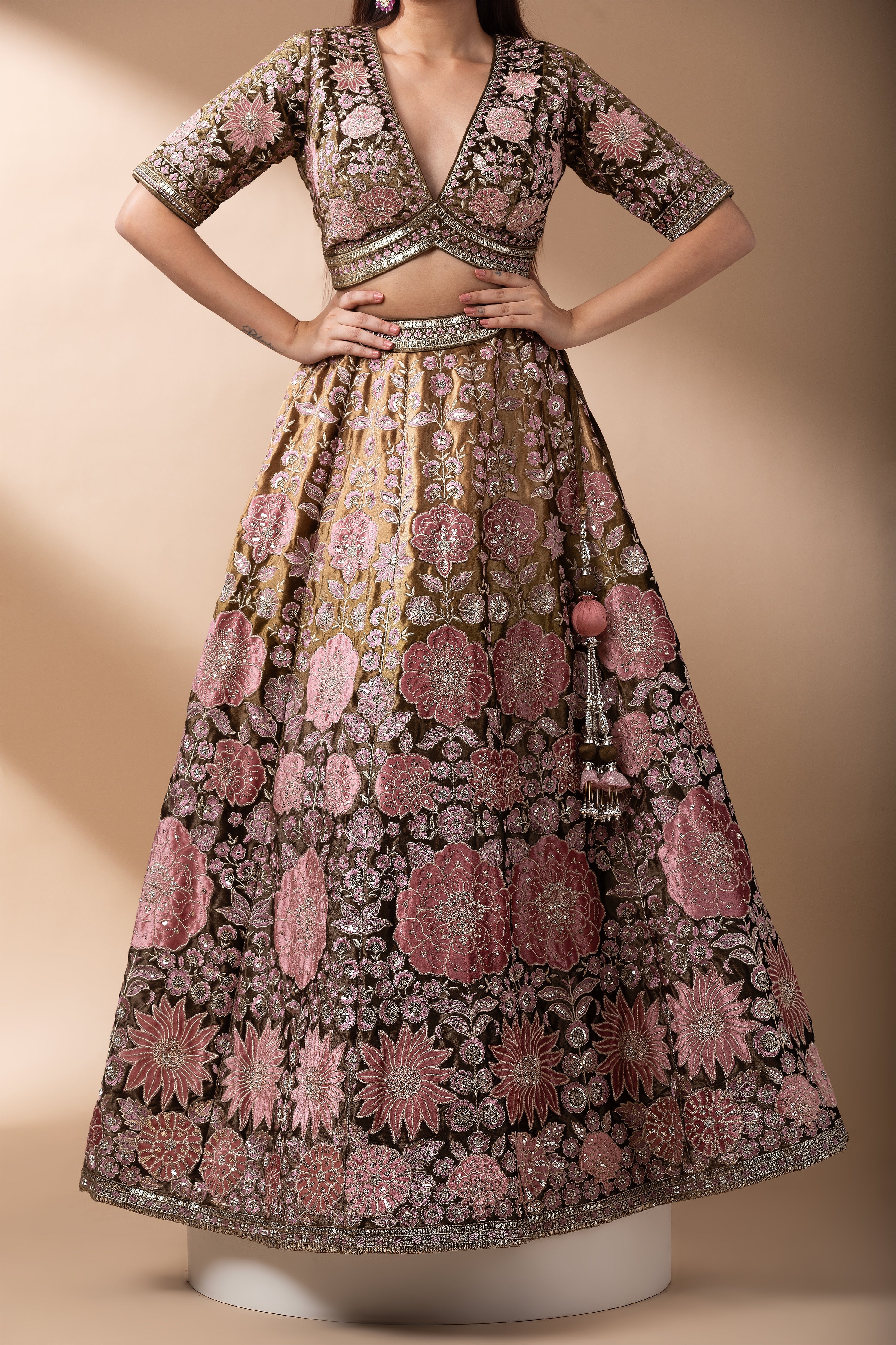 Regal Multicolor Paneled Bridal Lehenga (Copy)  Mokshaa