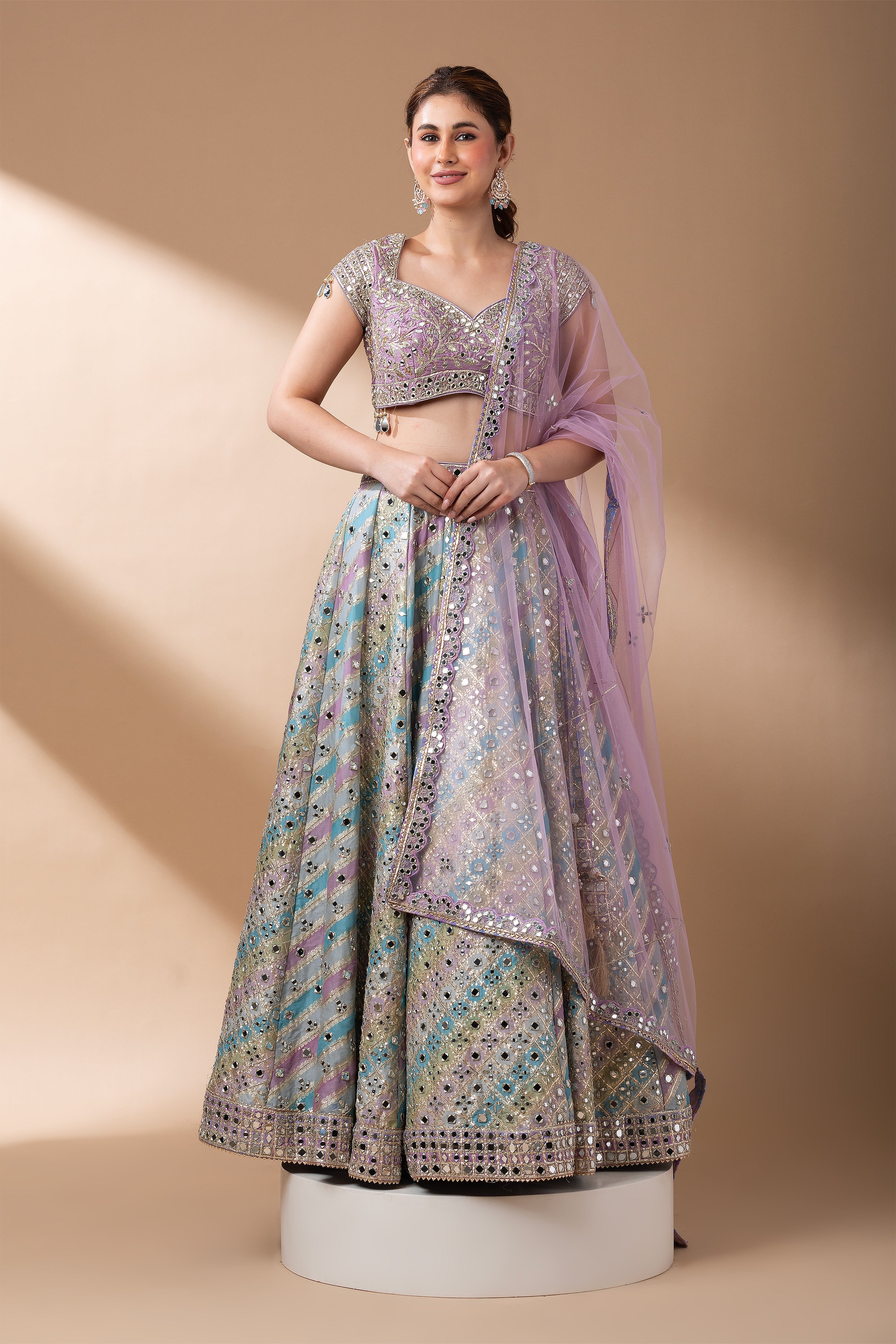 Lavender Multicolor Lehenga Set  Mokshaa