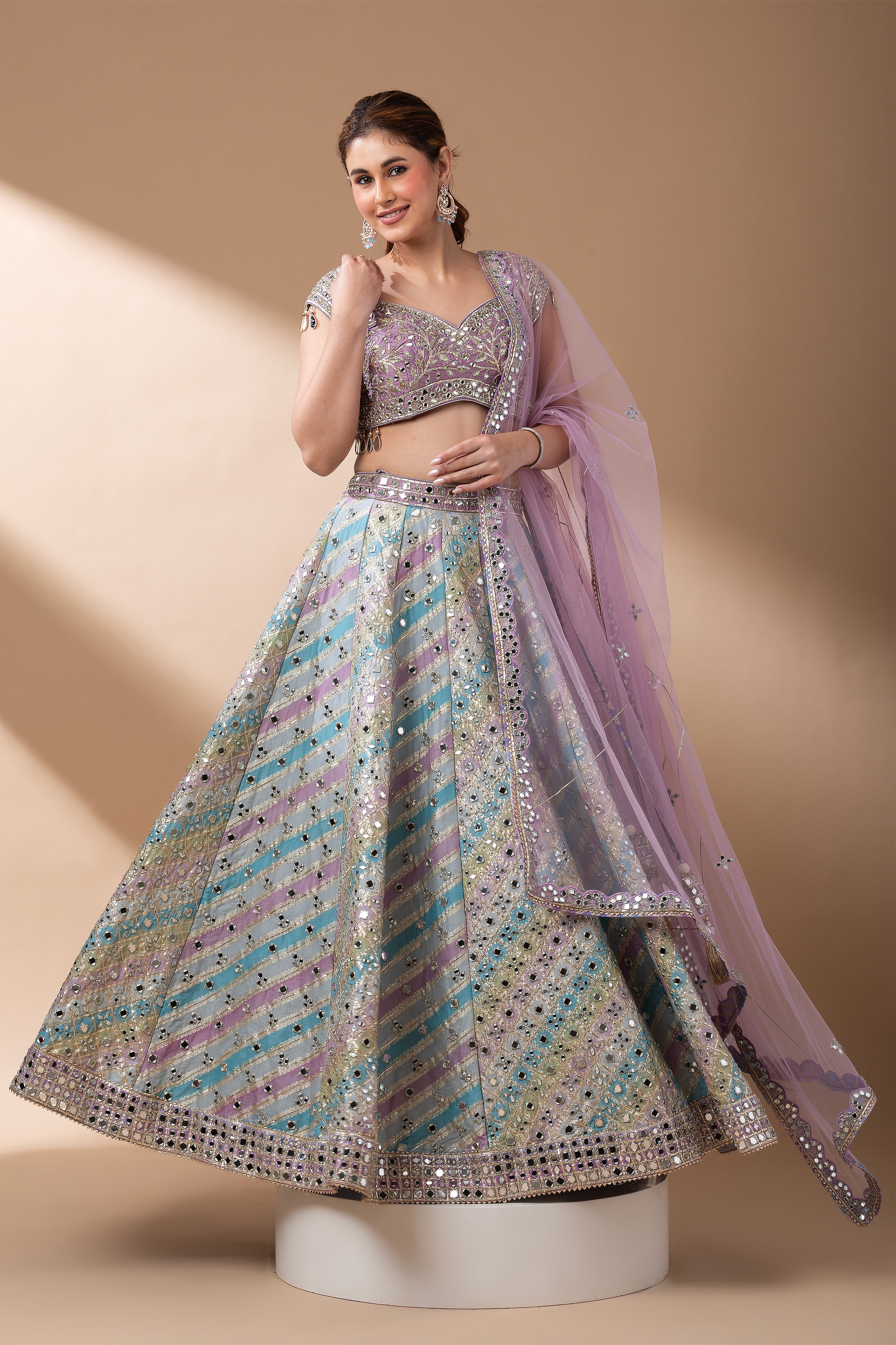 Lavender Multicolor Lehenga Set  Mokshaa