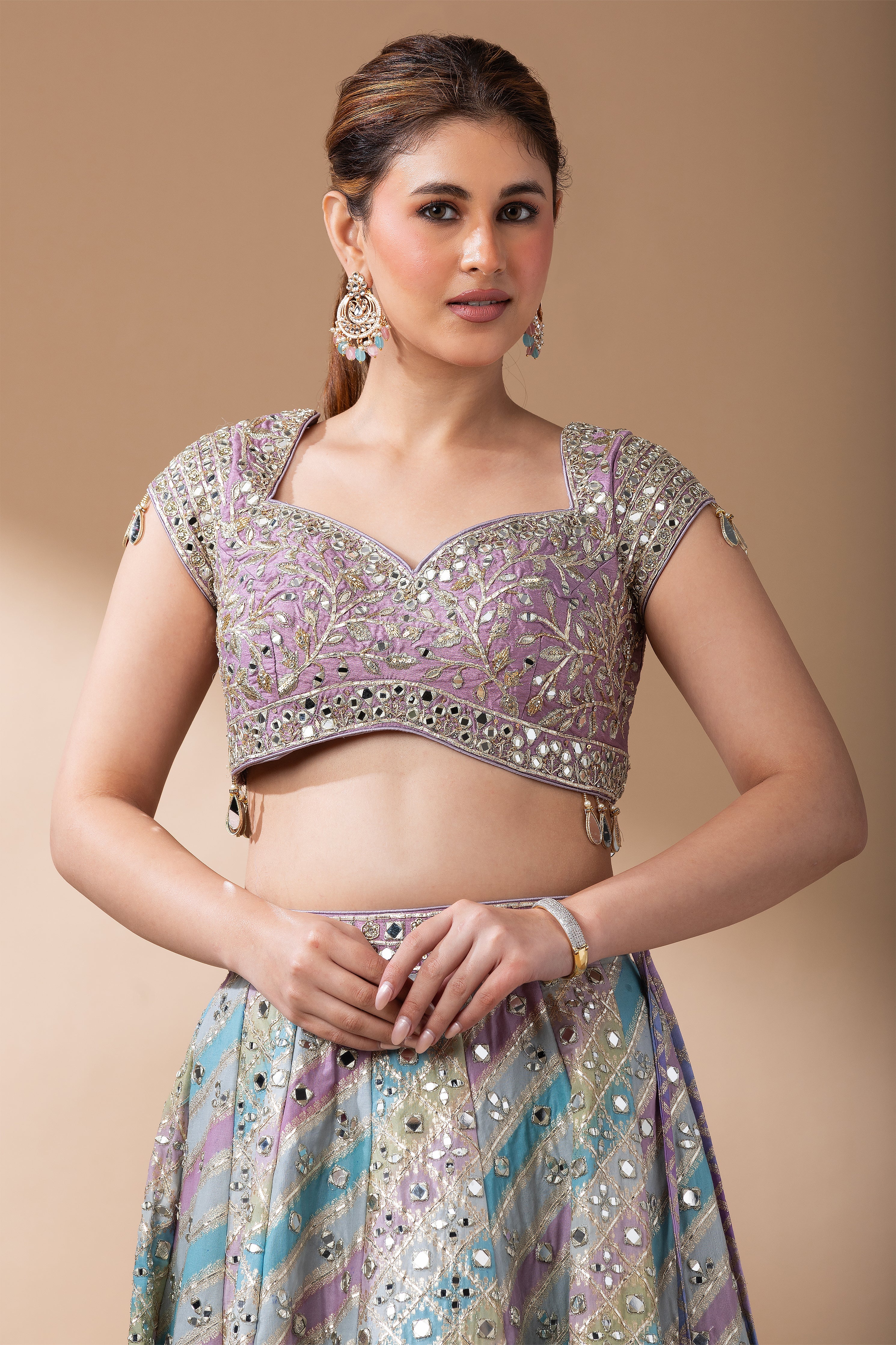 Lavender Multicolor Lehenga Set  Mokshaa