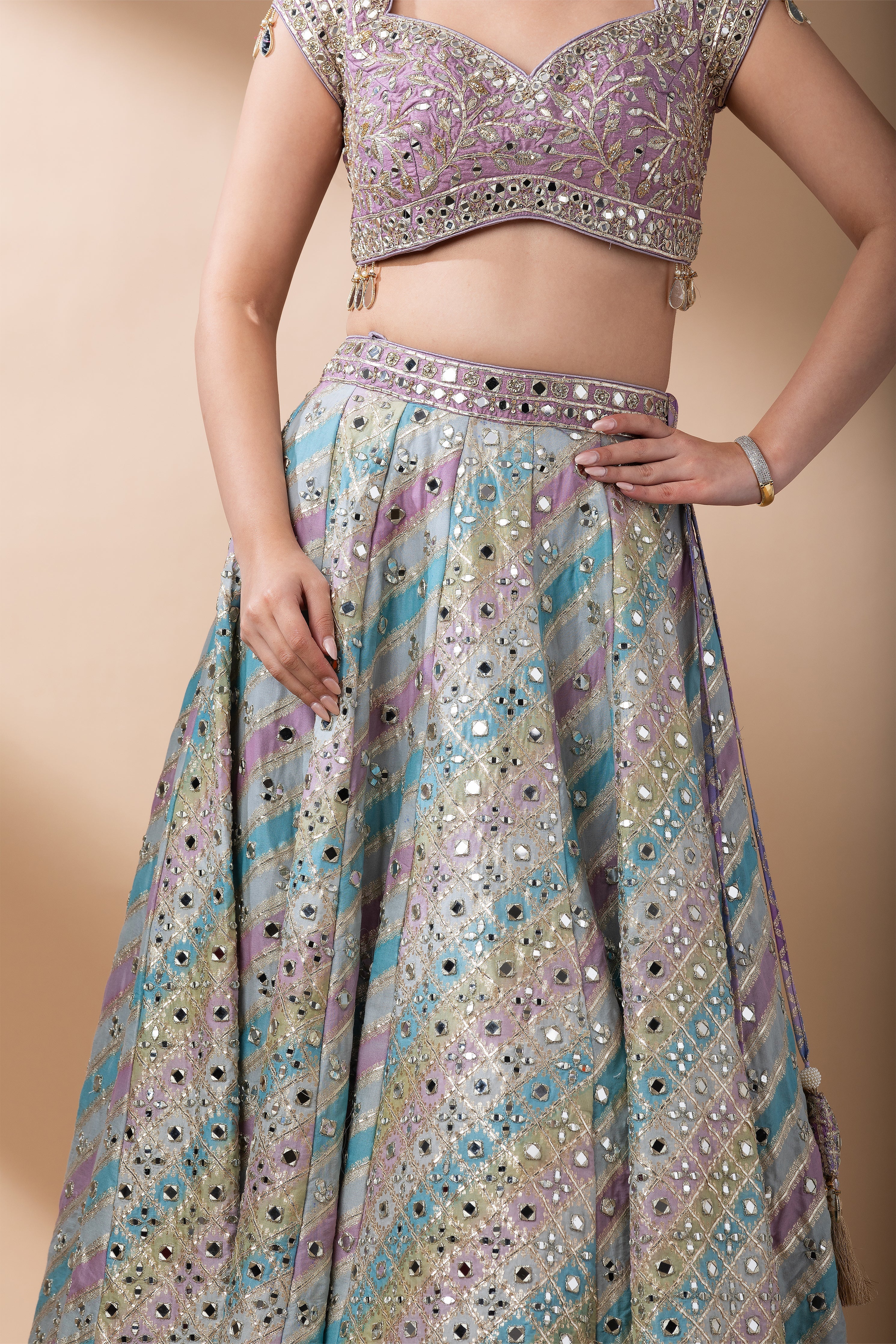 Lavender Multicolor Lehenga Set  Mokshaa