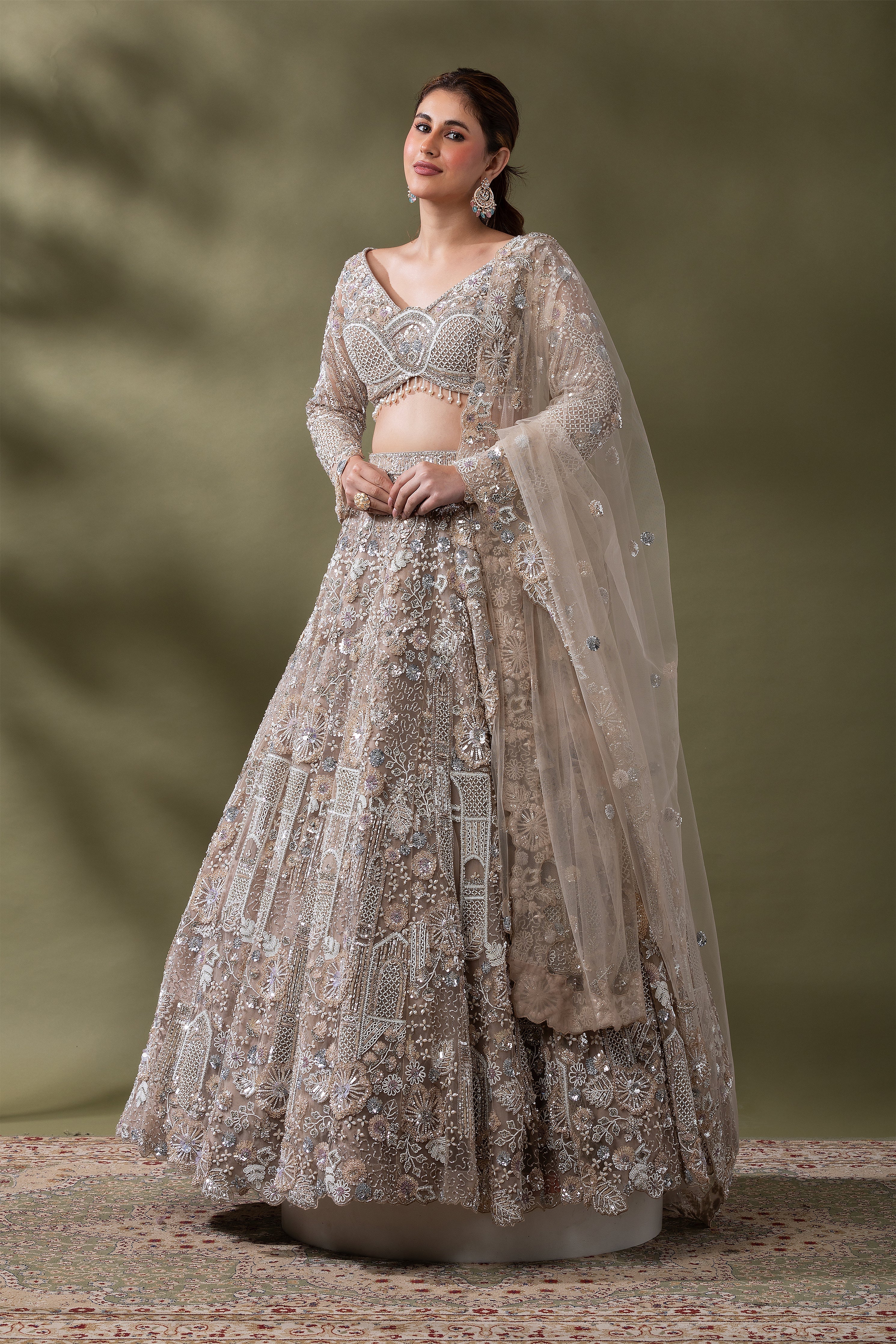 Champagne Gold Embroidered Bridal Lehenga Set  Mokshaa