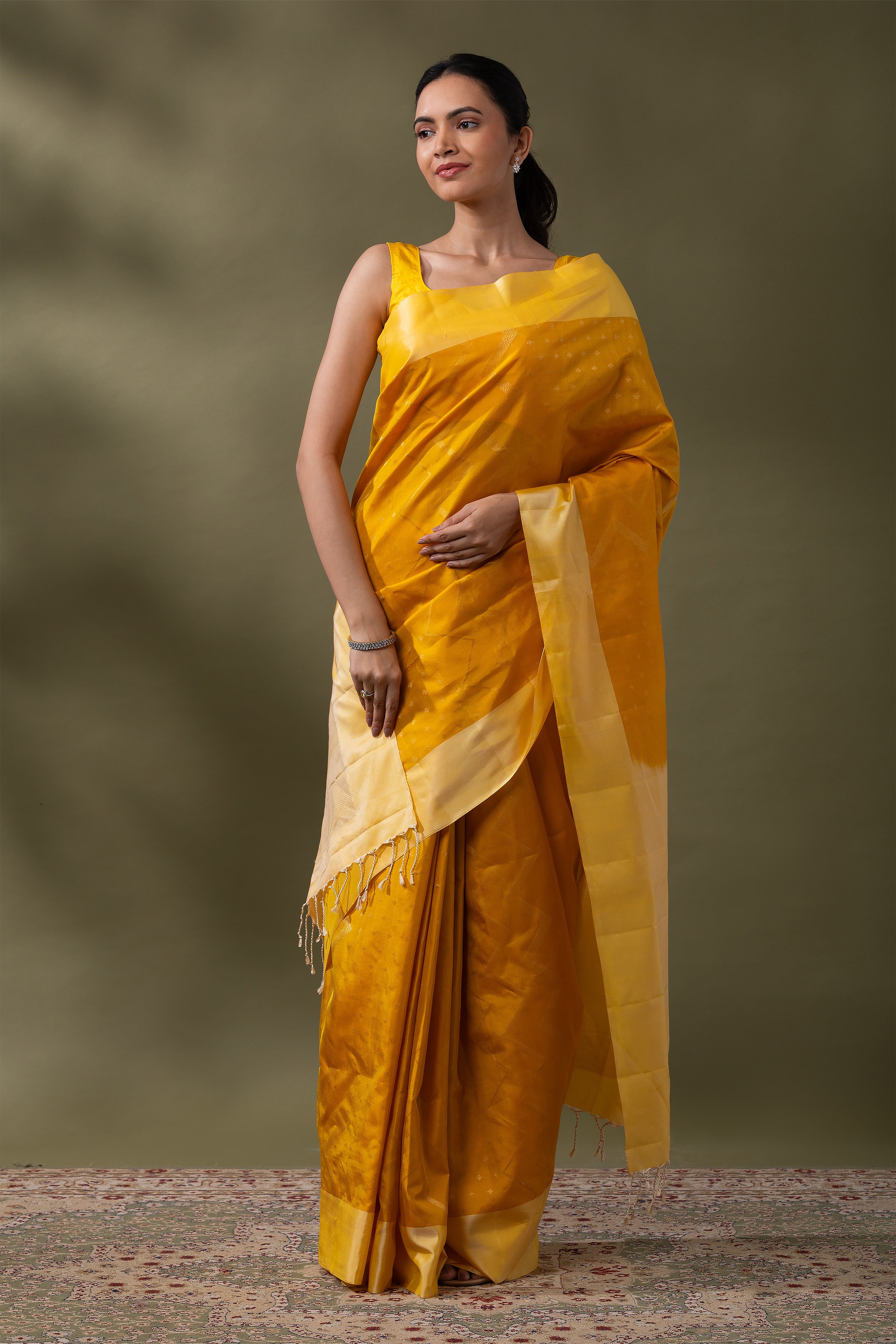 Lime Yellow Soft Silk Saree  Mokshaa