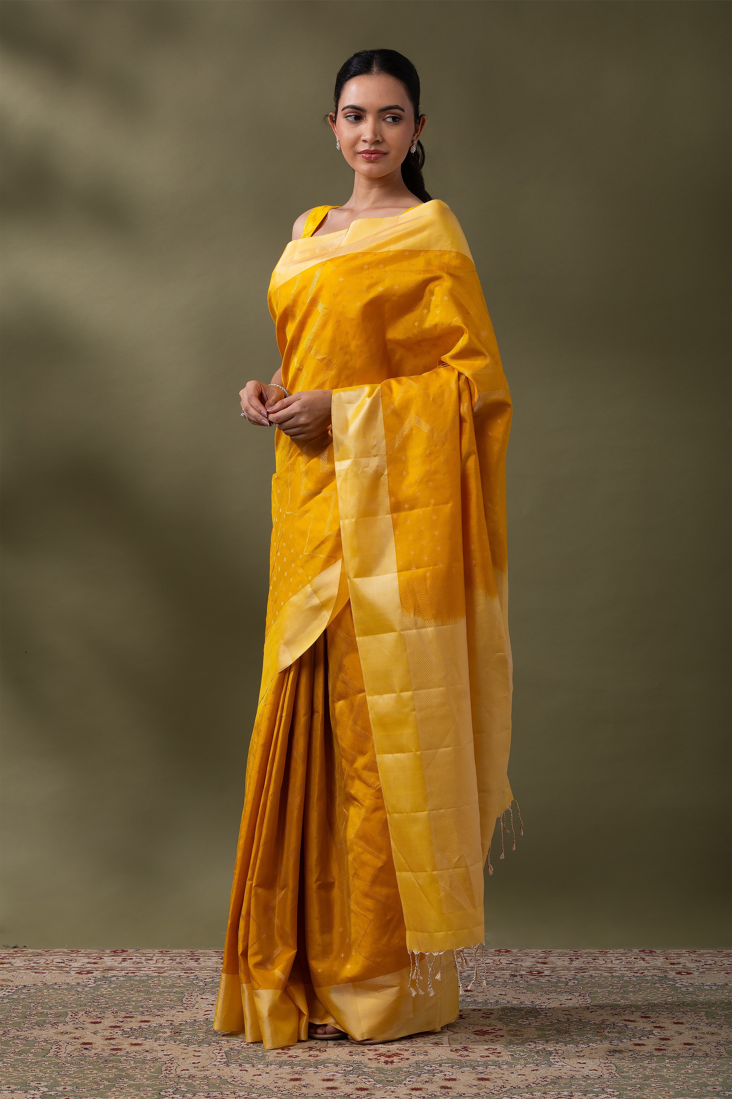 Lime Yellow Soft Silk Saree  Mokshaa