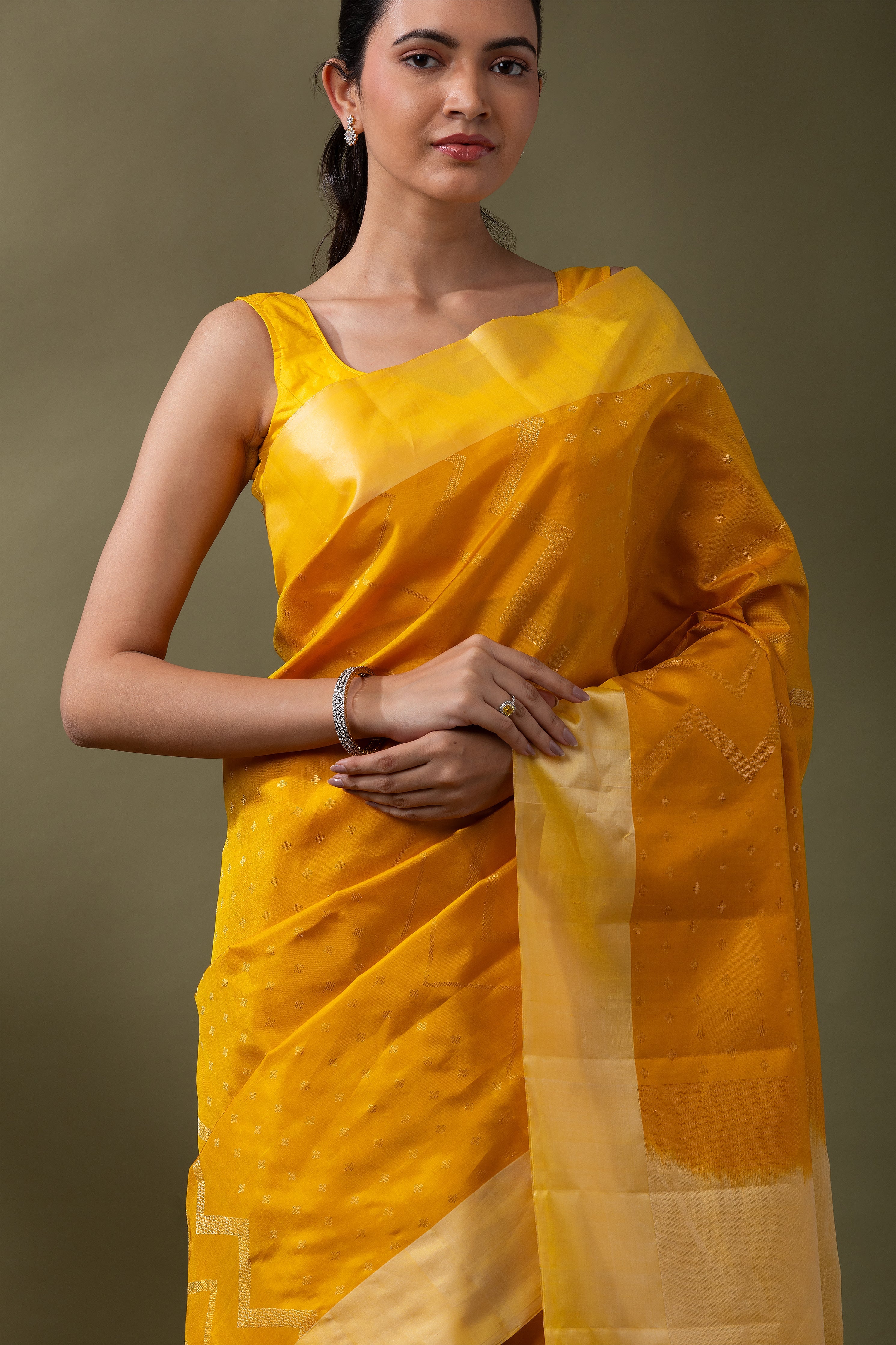 Lime Yellow Soft Silk Saree  Mokshaa