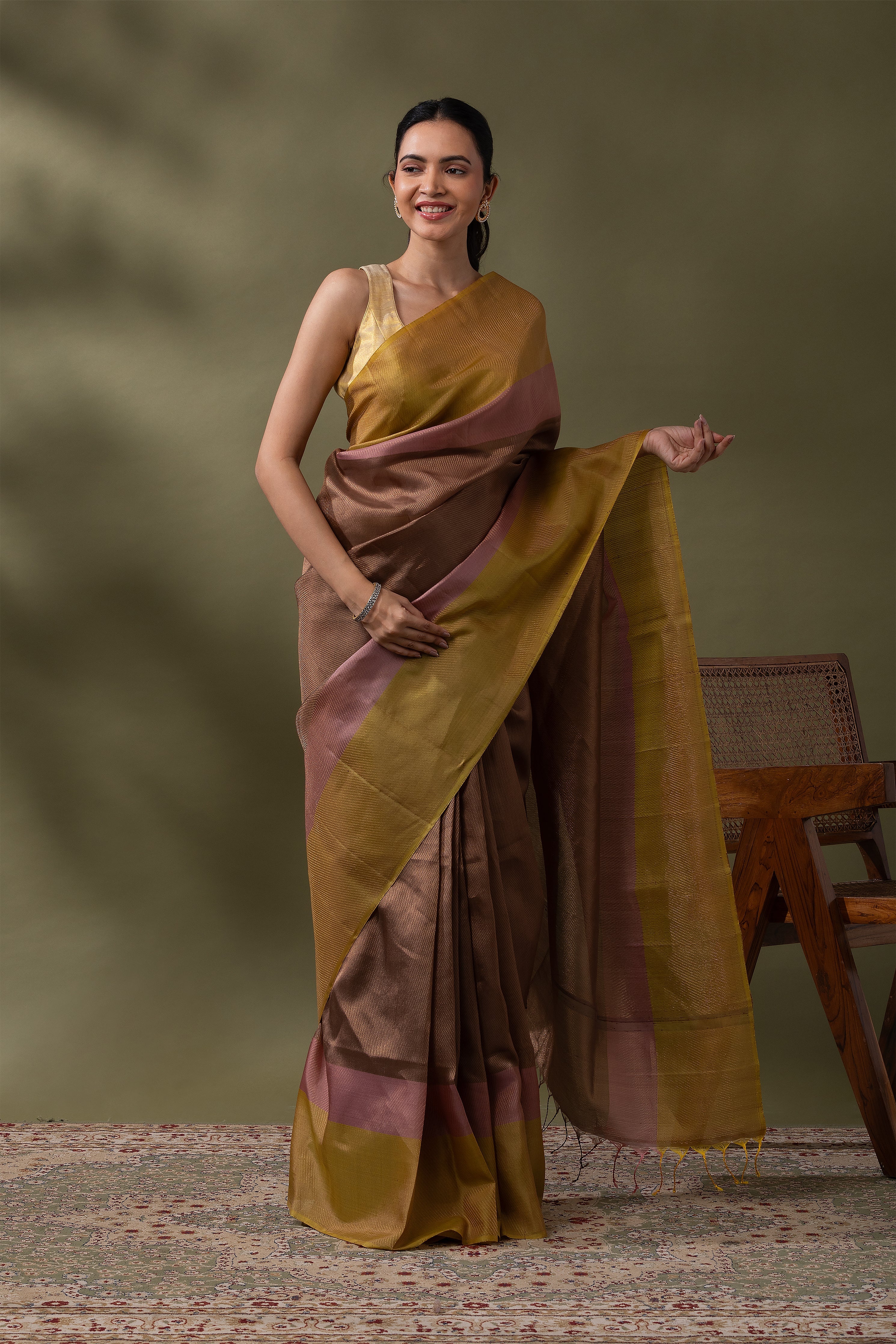 Green and Black Soft Silk Saree (Copy)  Mokshaa