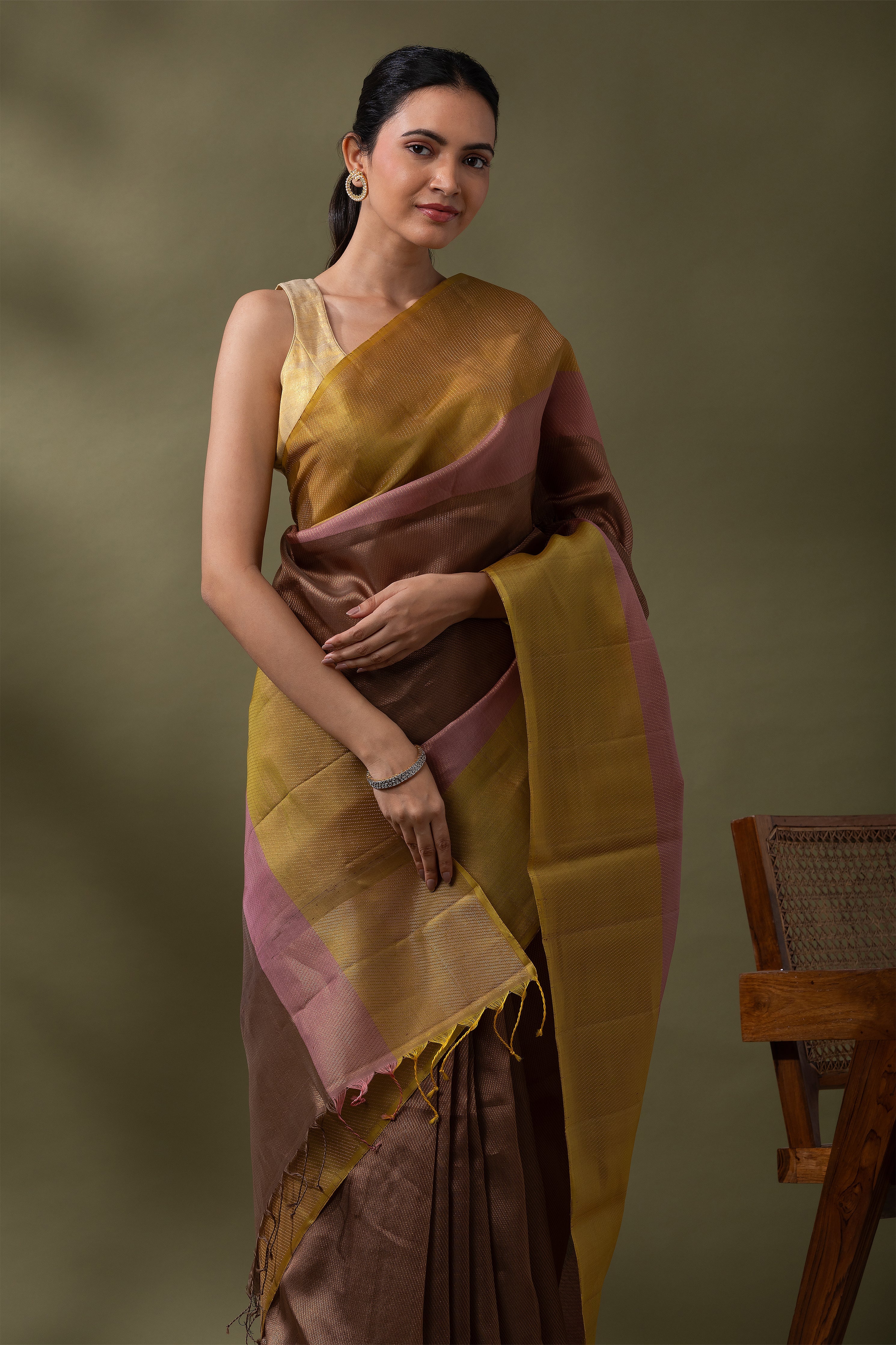 Green and Black Soft Silk Saree (Copy)  Mokshaa