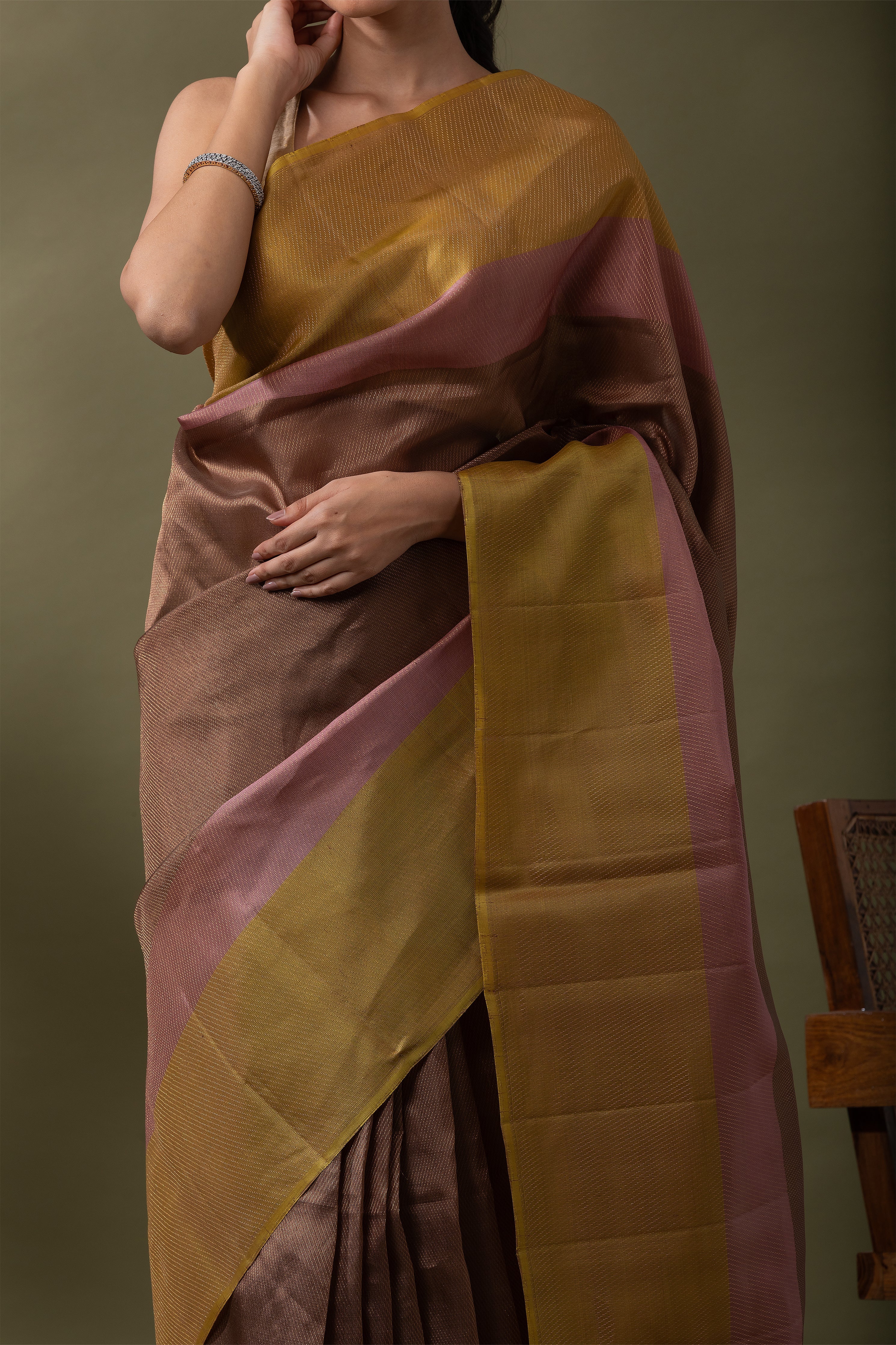 Green and Black Soft Silk Saree (Copy)  Mokshaa