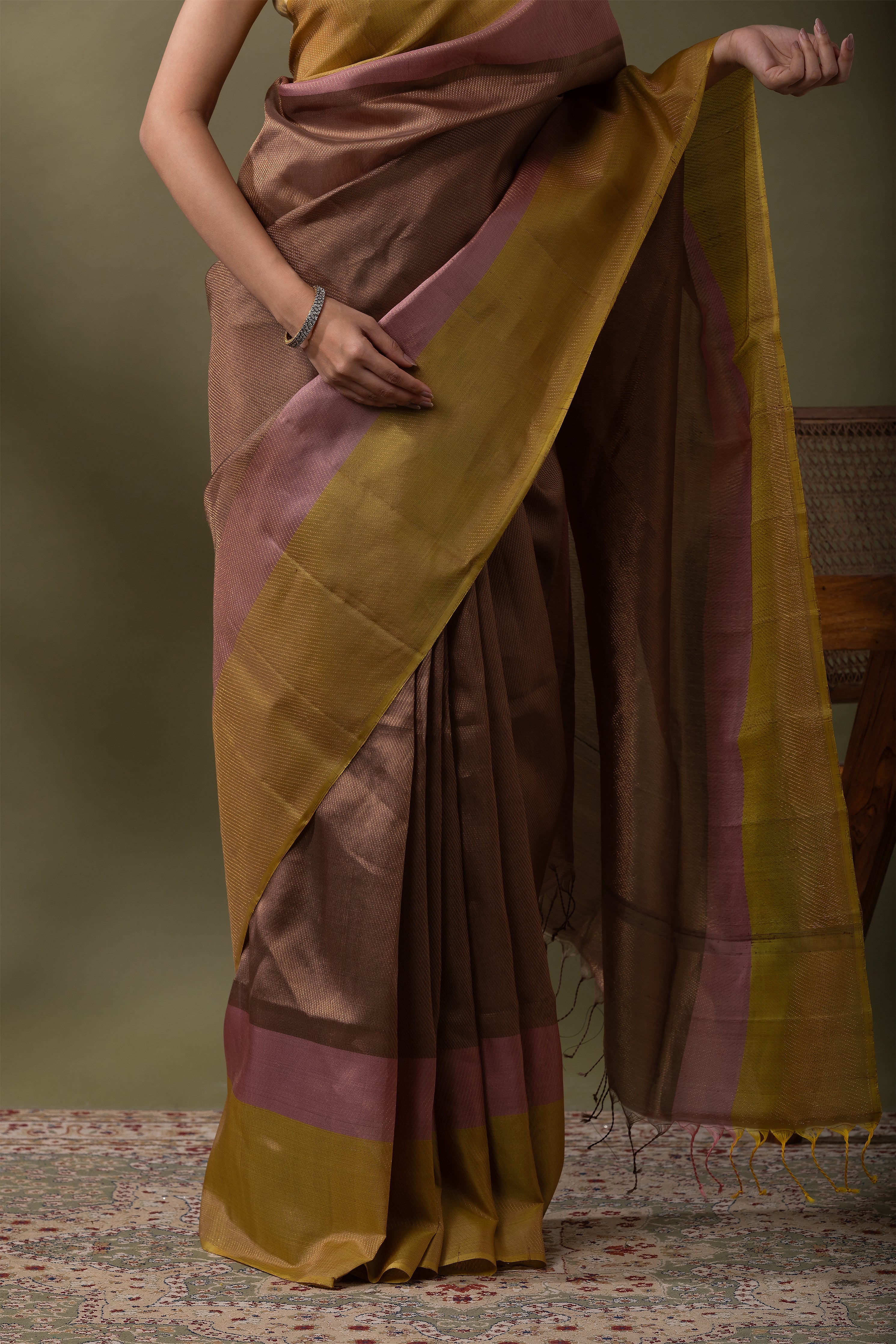 Green and Black Soft Silk Saree (Copy)  Mokshaa