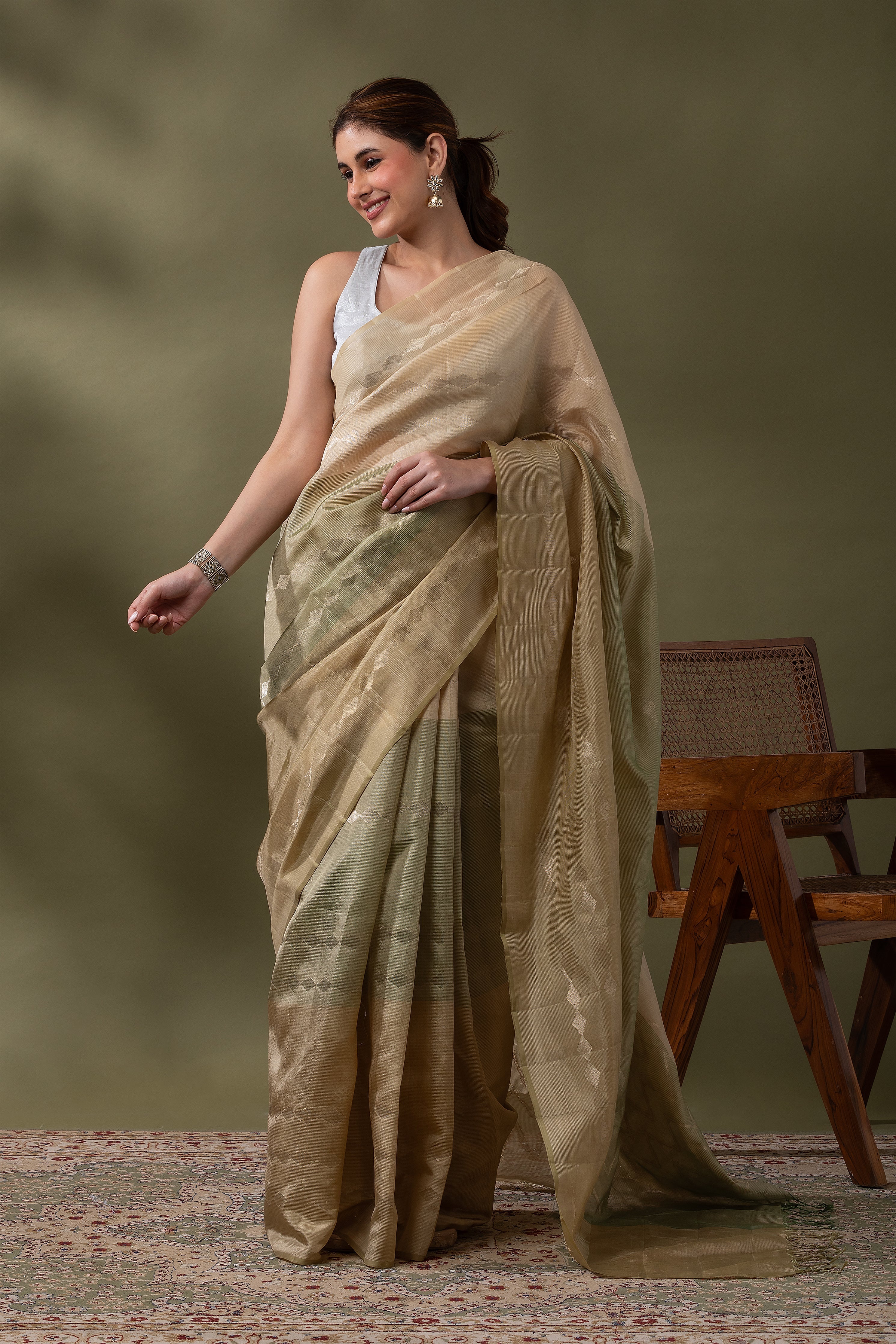 Black and White Silk Kora Saree (Copy)  Mokshaa