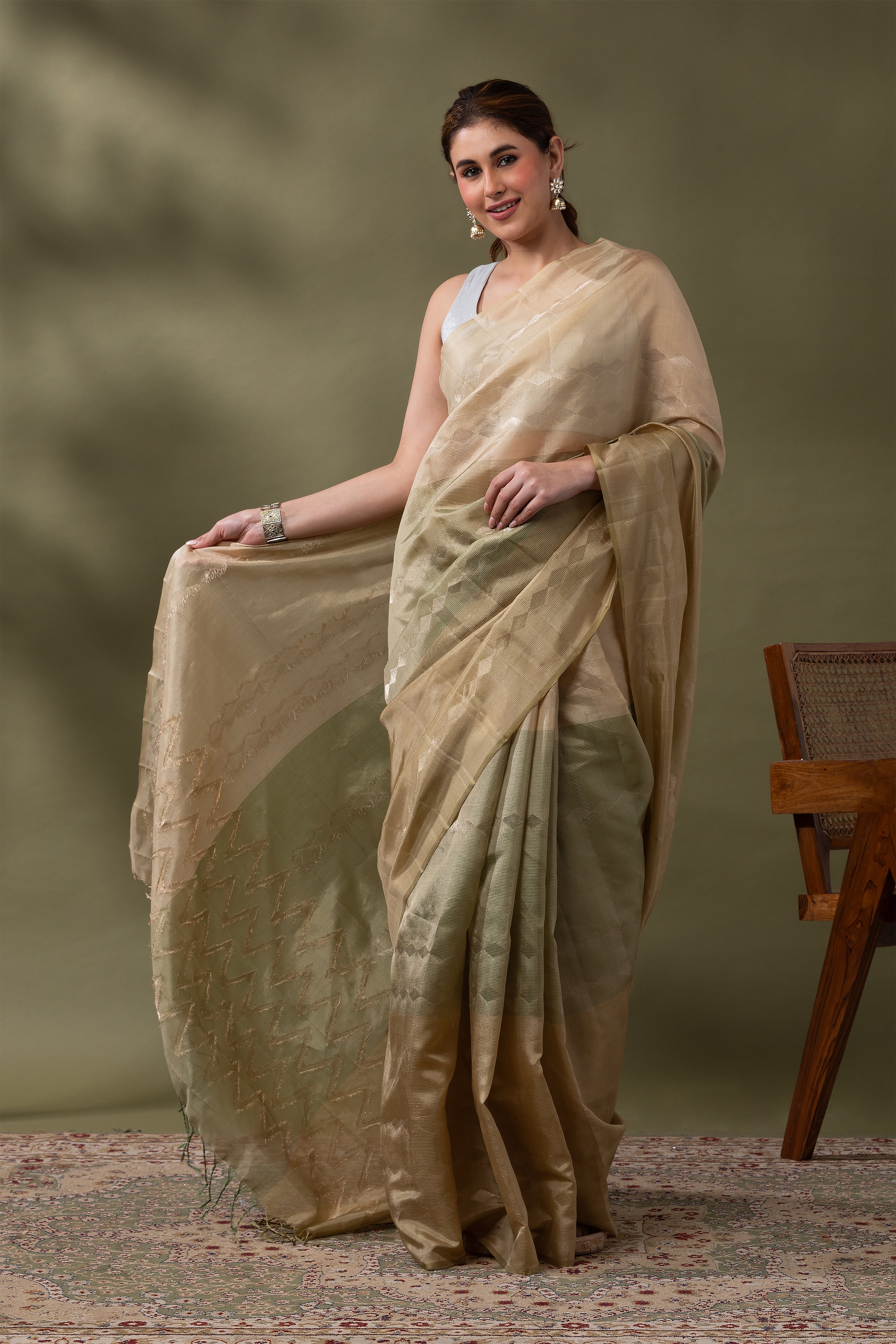 Black and White Silk Kora Saree (Copy)  Mokshaa