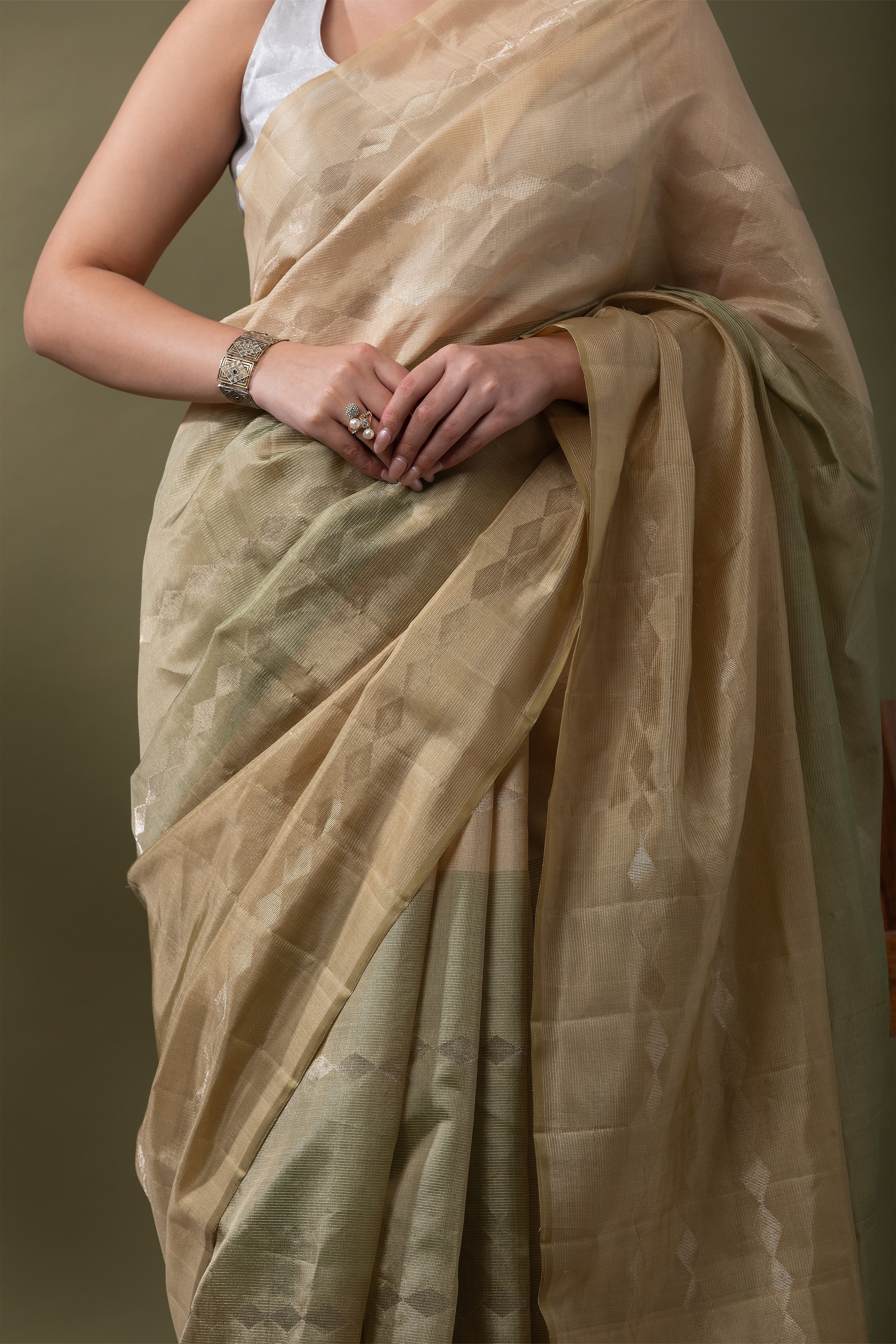 Black and White Silk Kora Saree (Copy)  Mokshaa