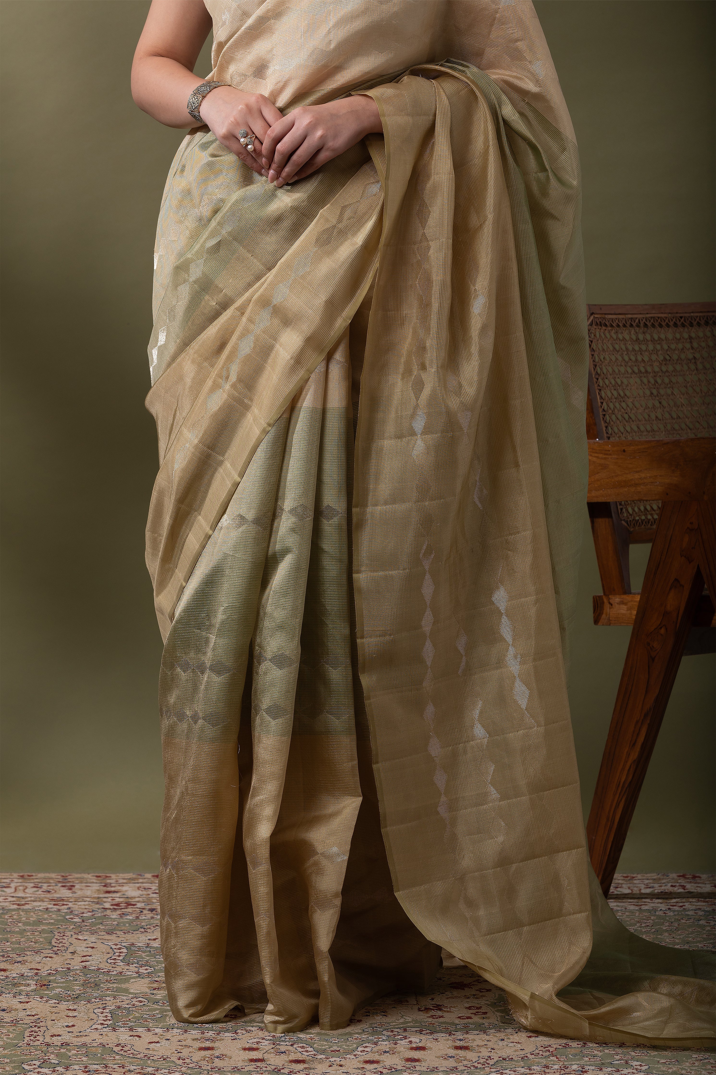 Black and White Silk Kora Saree (Copy)  Mokshaa