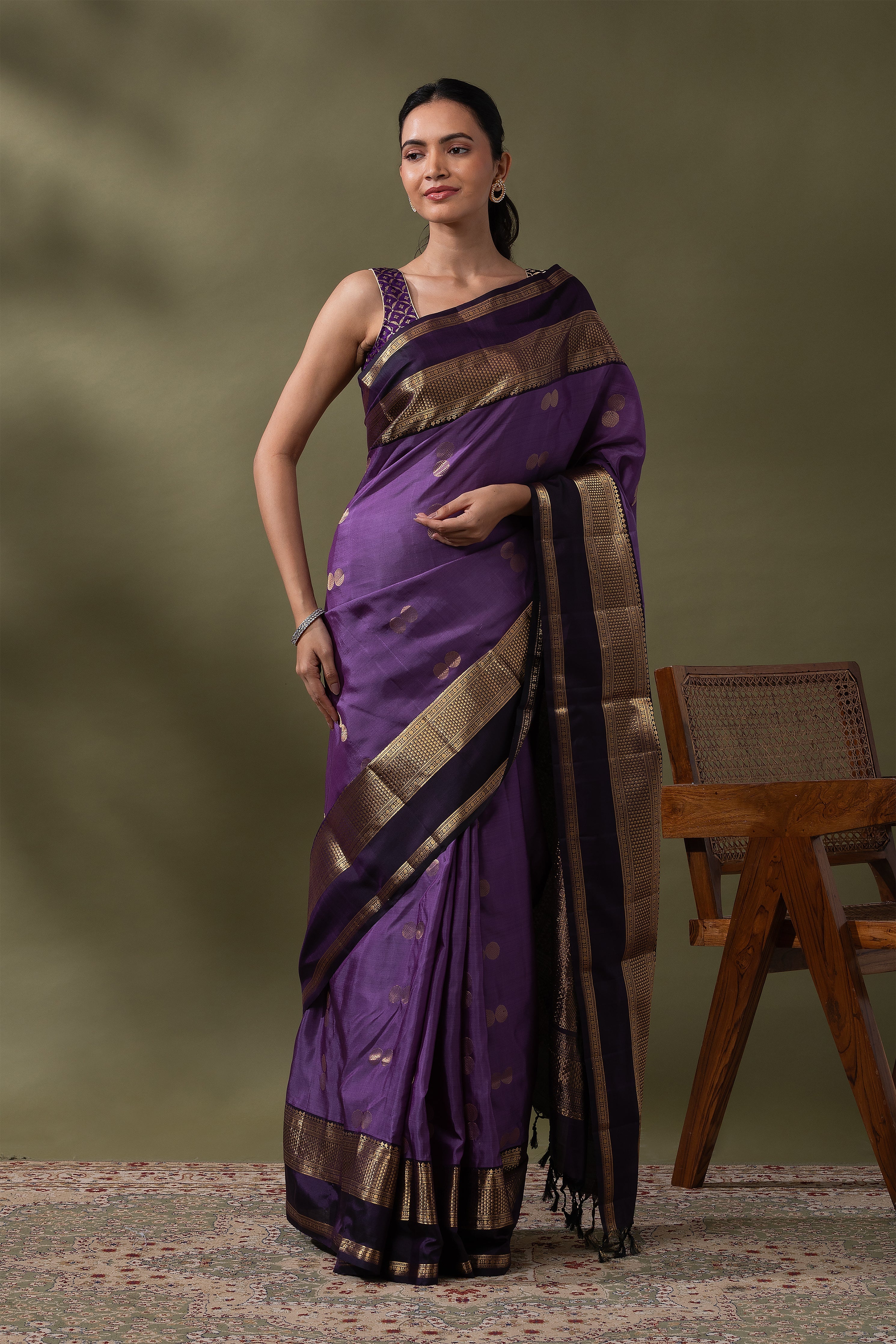 Purple Soft Silk Saree  Mokshaa