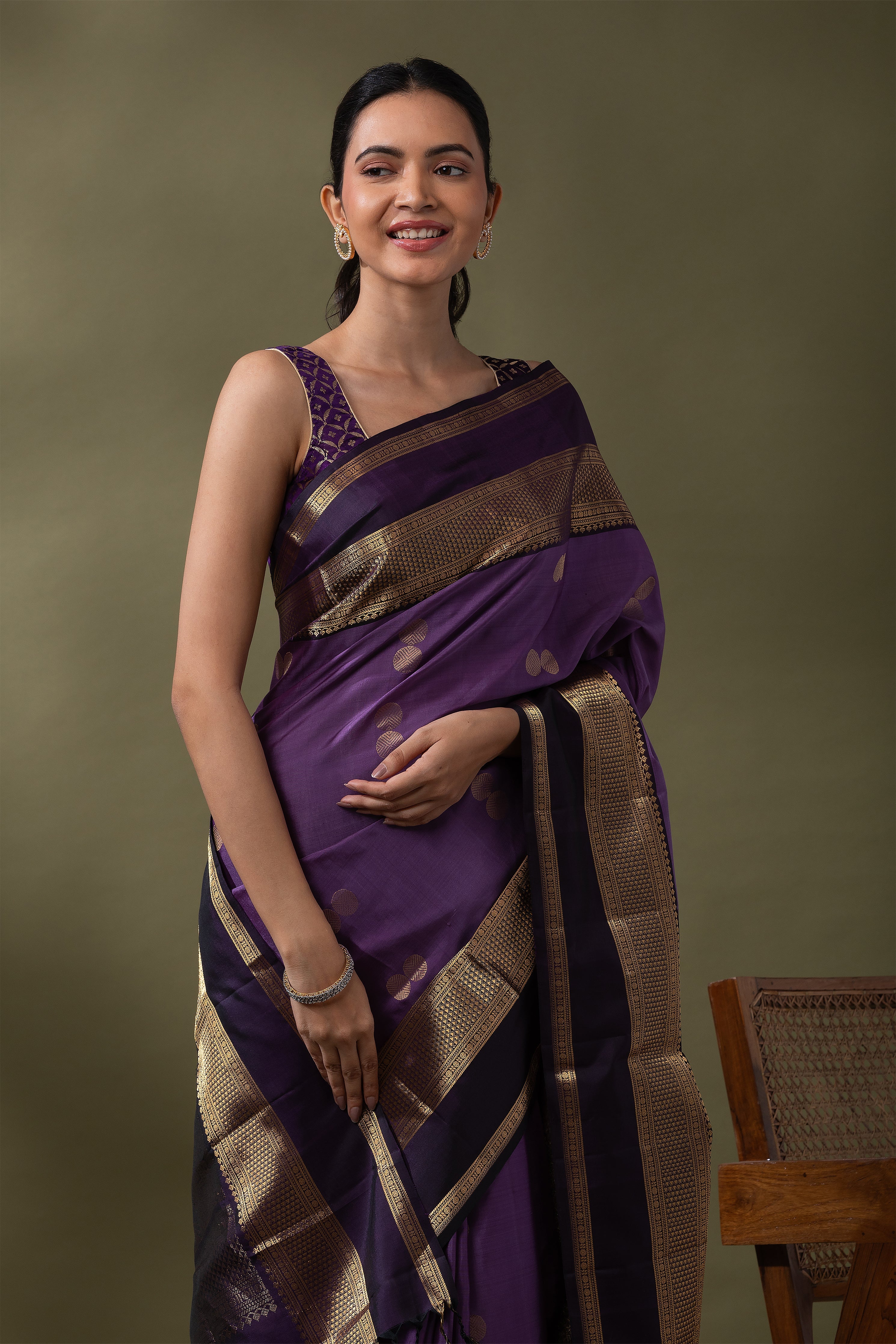 Purple Soft Silk Saree  Mokshaa