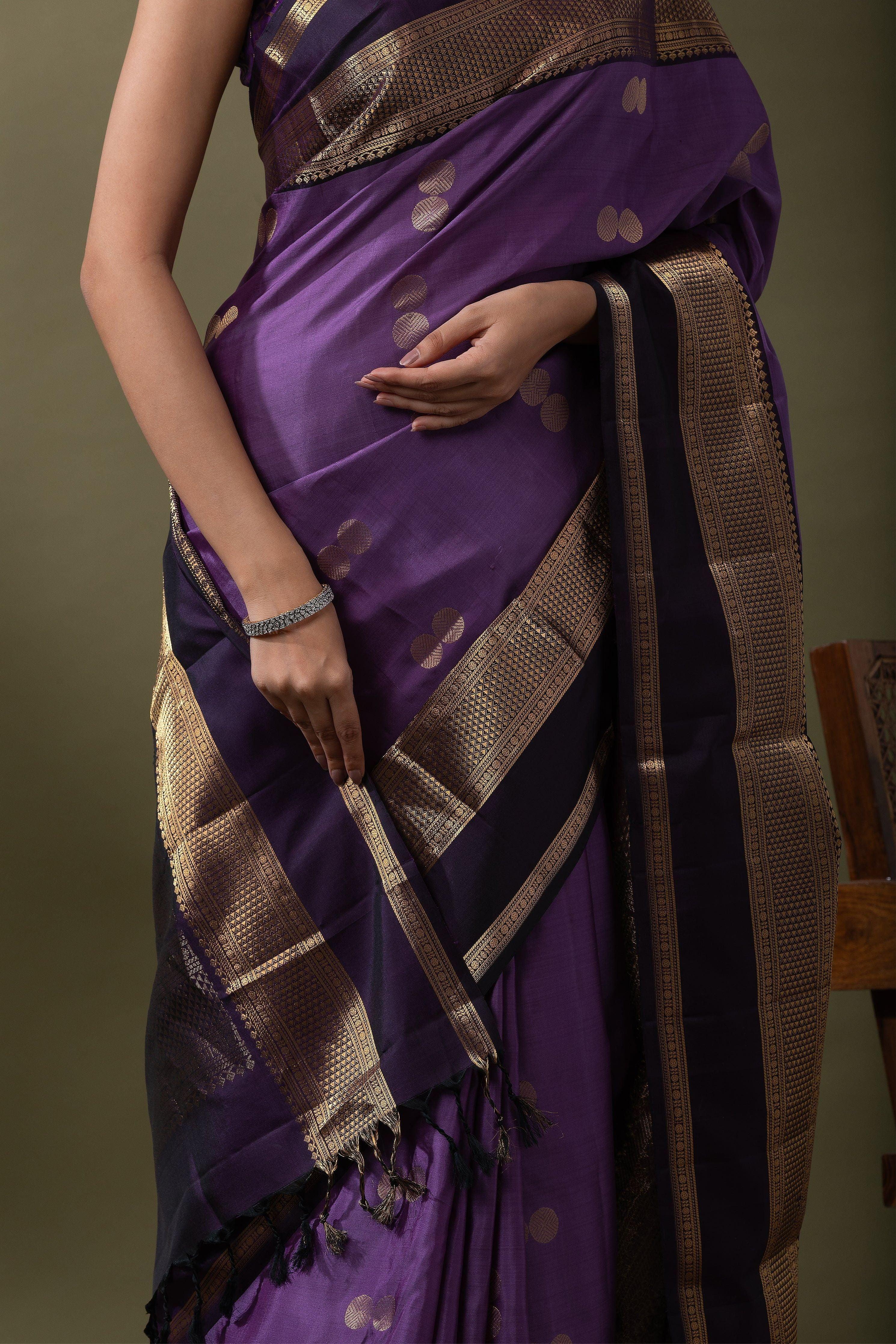 Purple Soft Silk Saree  Mokshaa