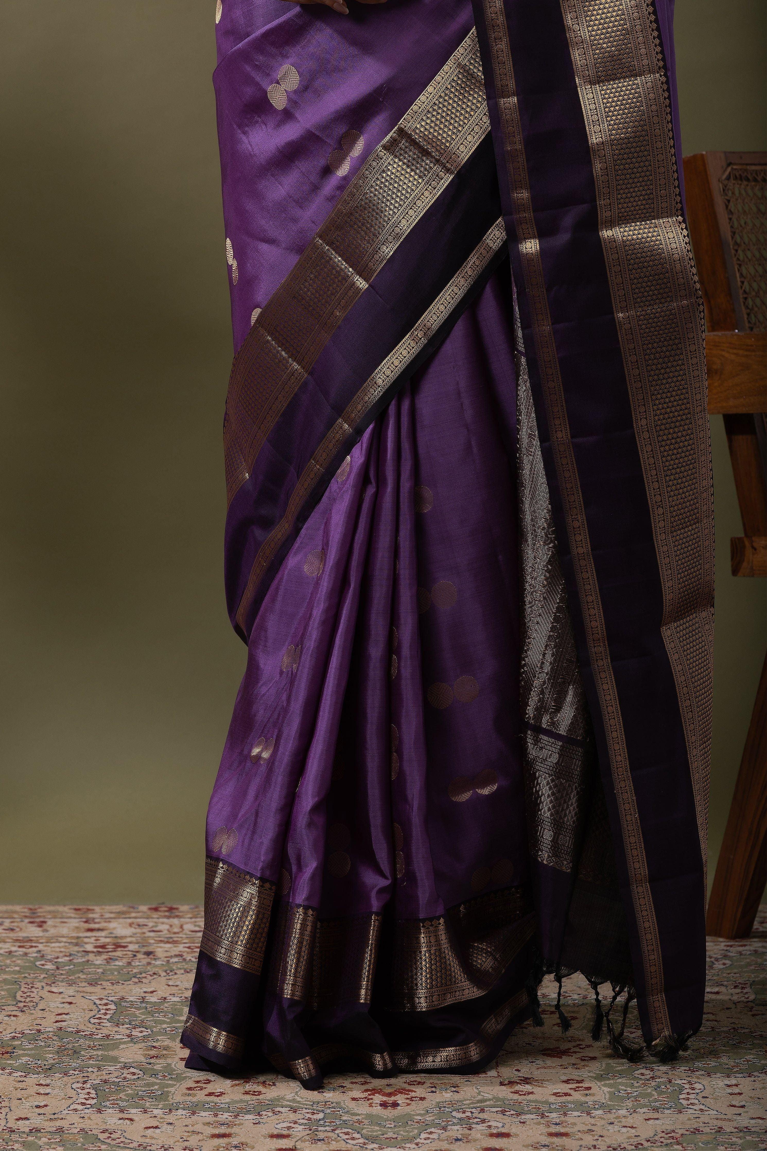 Purple Soft Silk Saree  Mokshaa