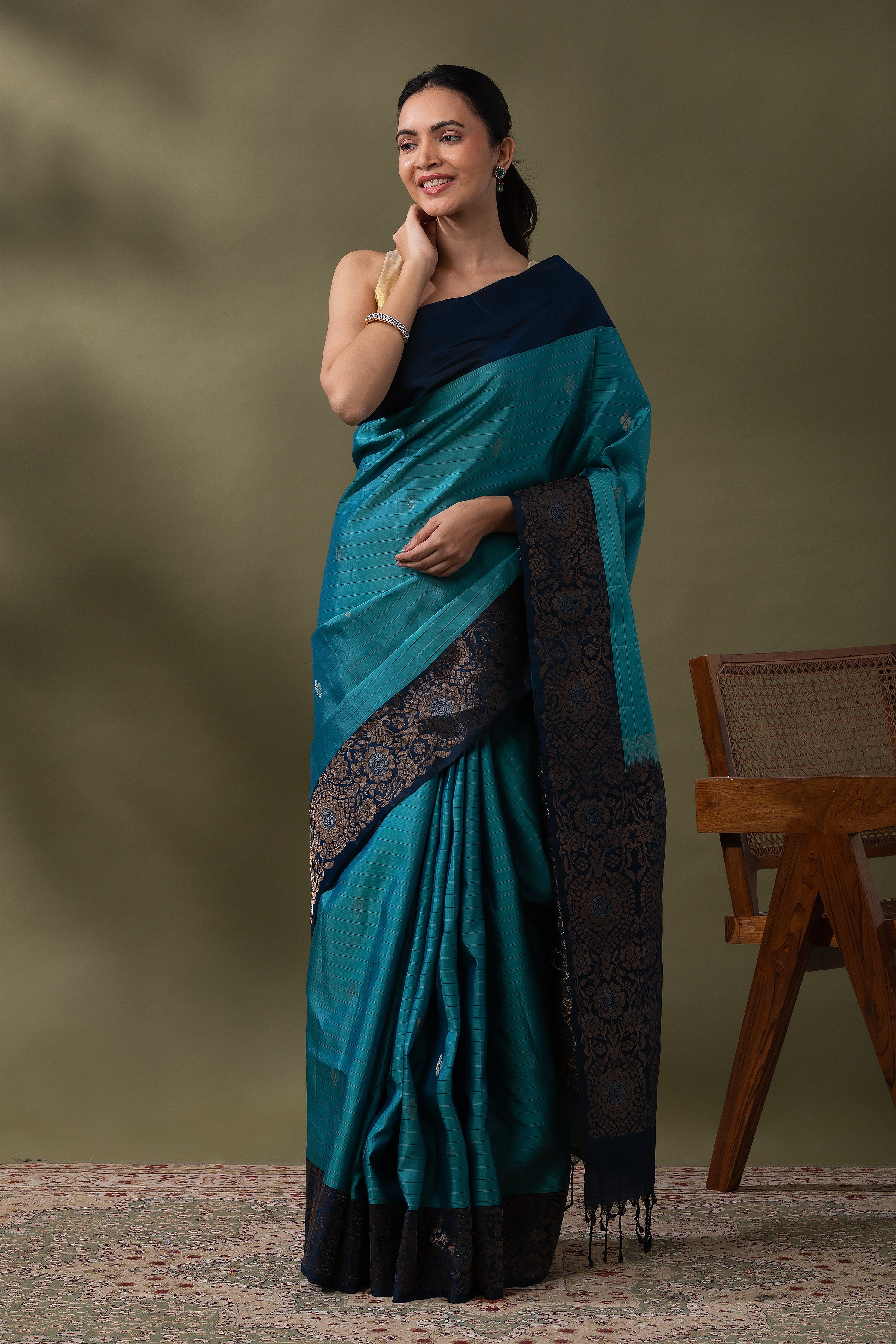 Black Soft Silk Saree (Copy)  Mokshaa