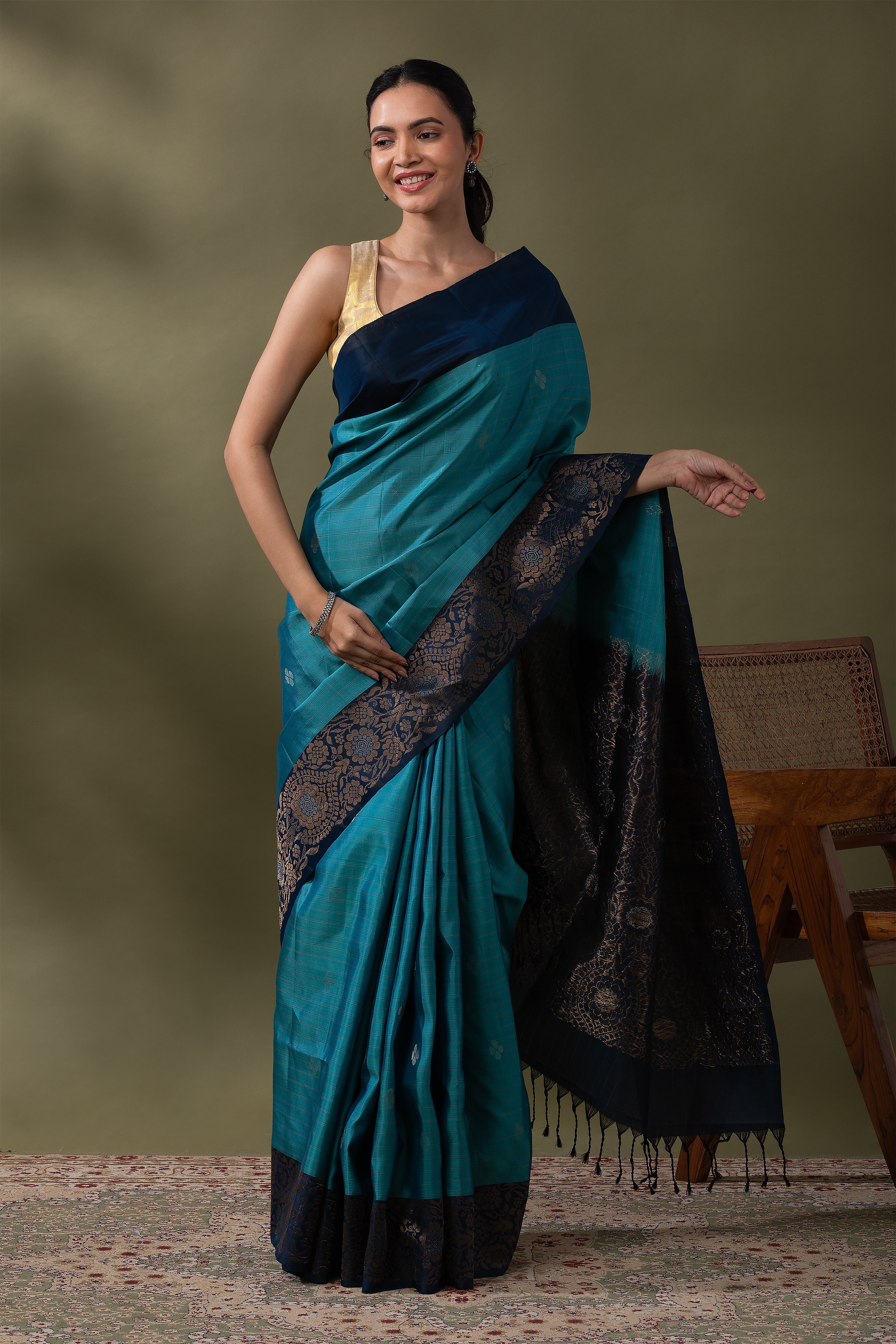 Black Soft Silk Saree (Copy)  Mokshaa