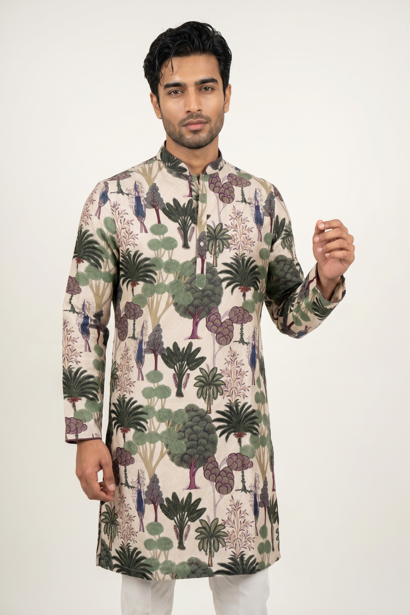 Multicolour Nysa Silk Printed Kurta Set