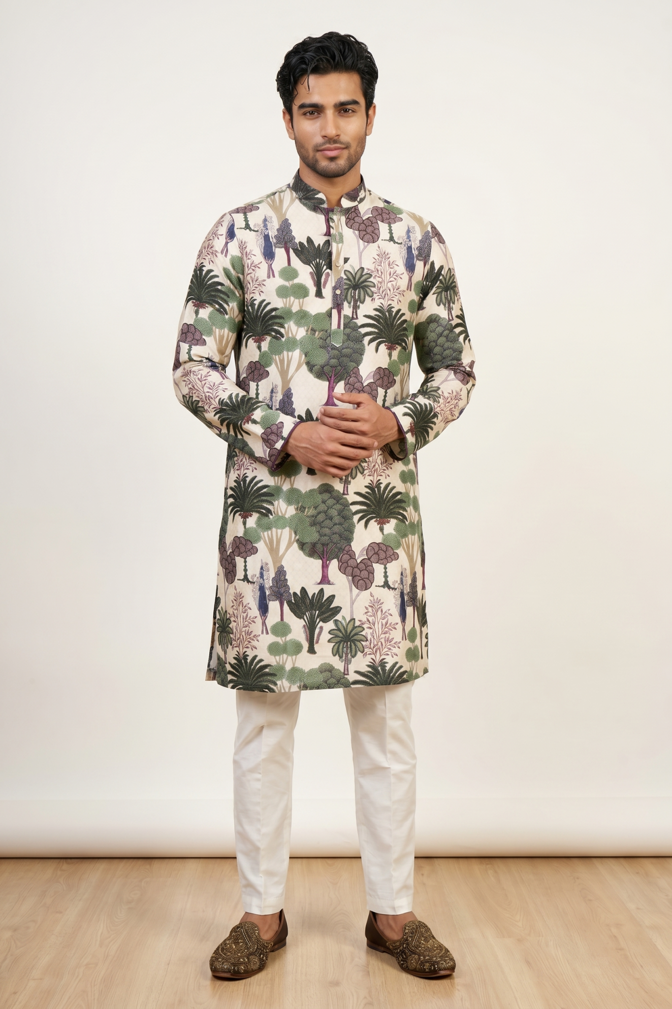 Multicolour Nysa Silk Printed Kurta Set