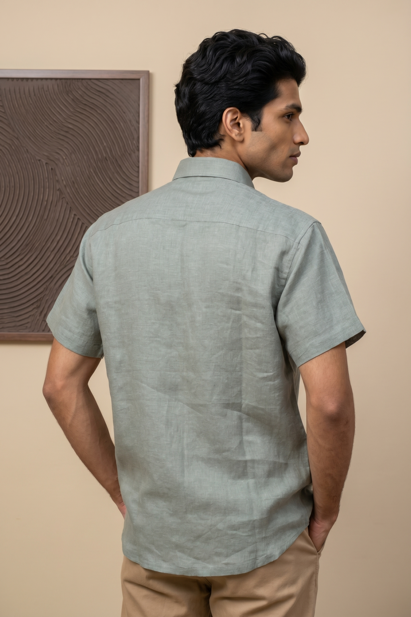 Light Grey Linen Shirt with Thread Work