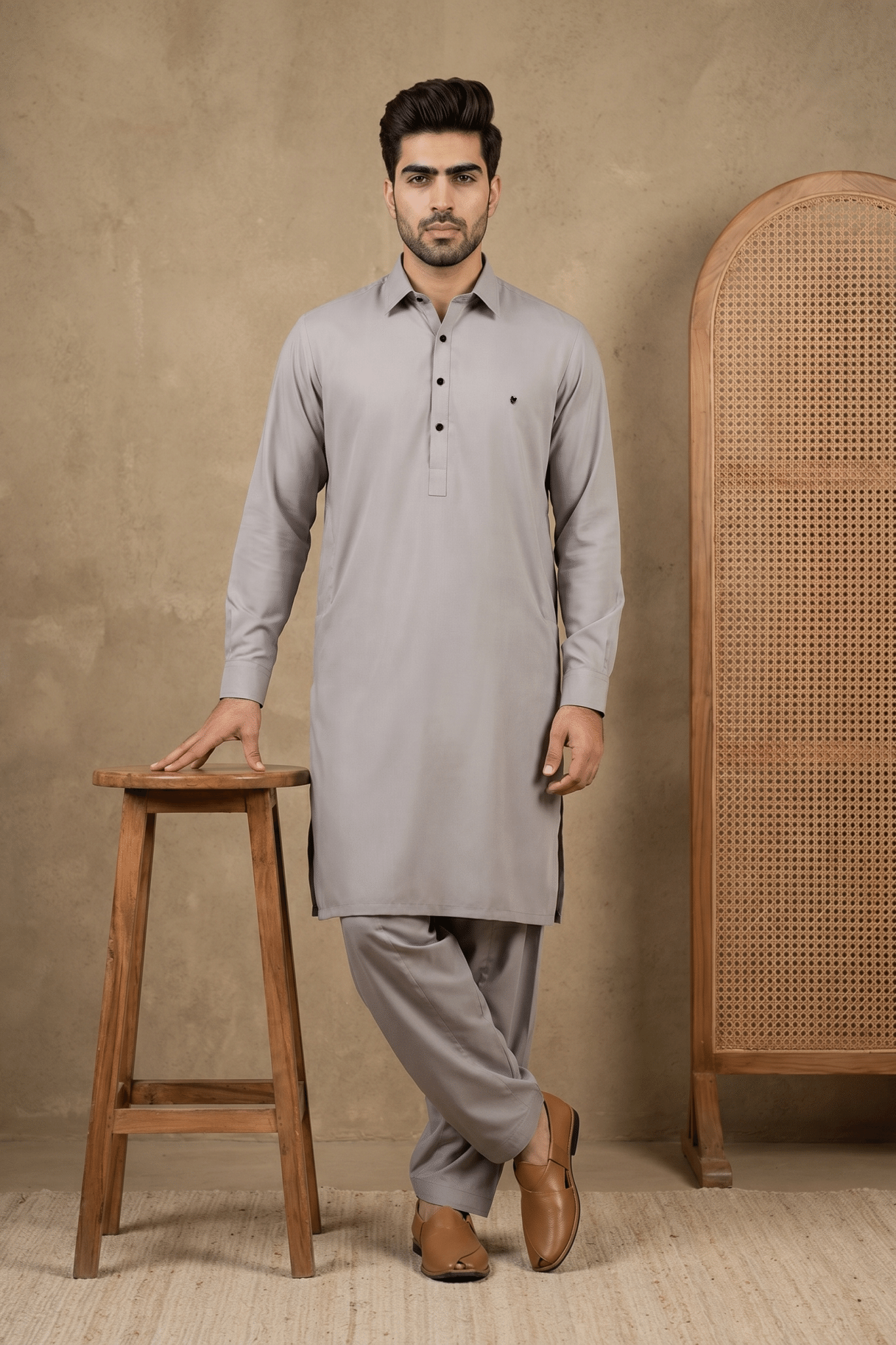 Light Grey Bom Mario Pathani Set