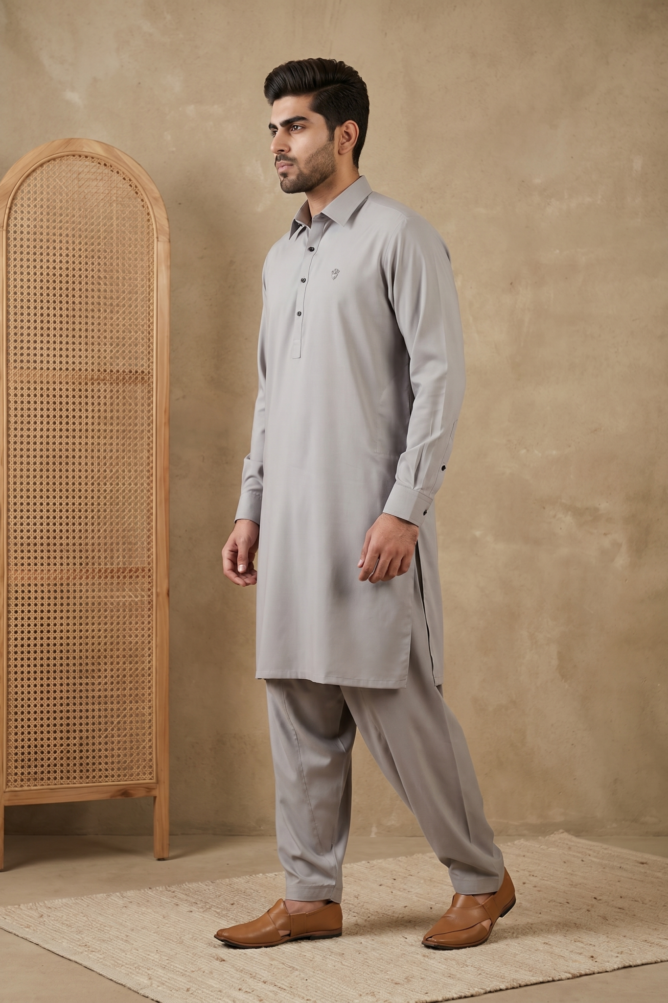 Light Grey Bom Mario Pathani Set