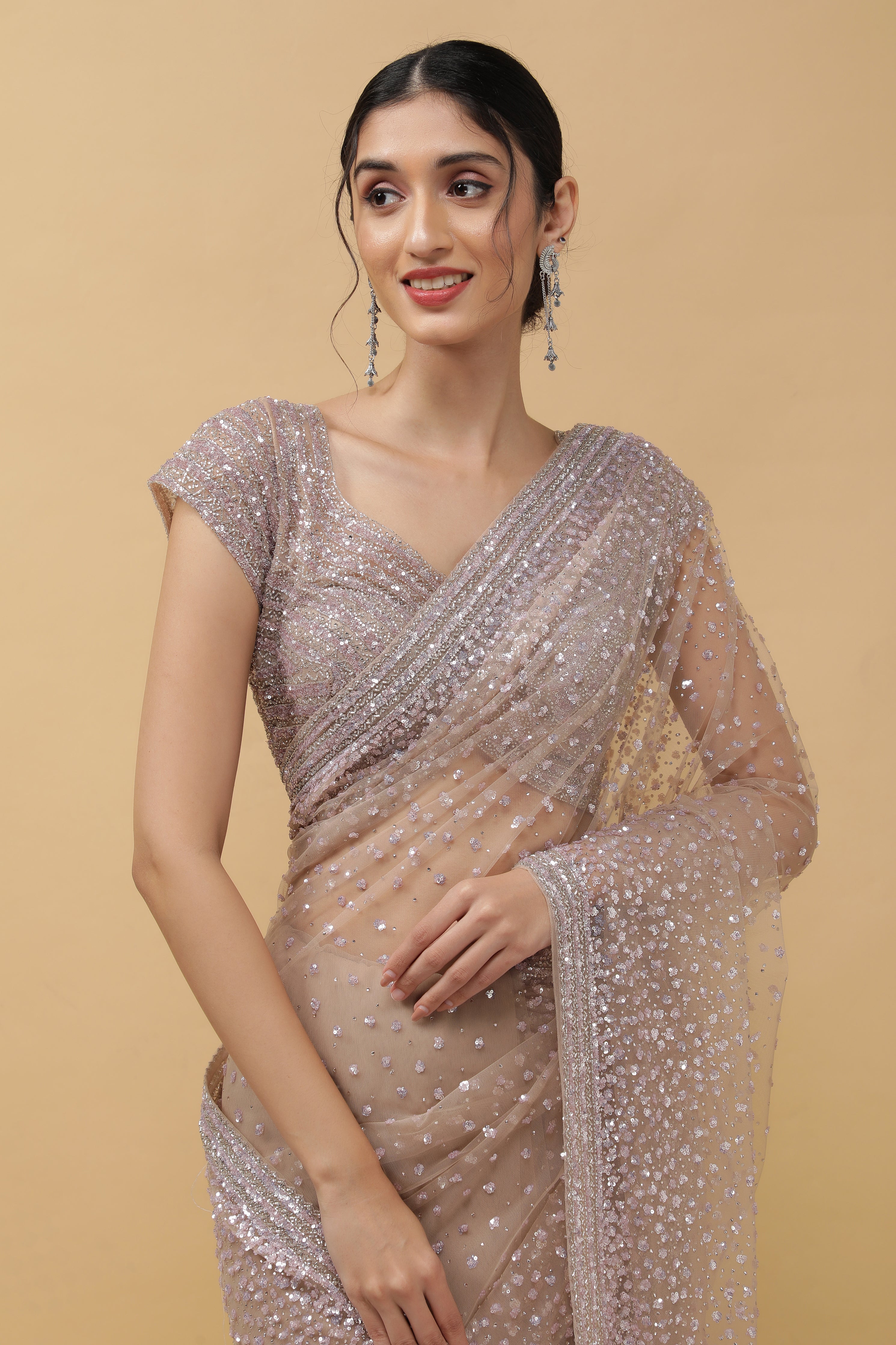 CHIKOO NET SAREE