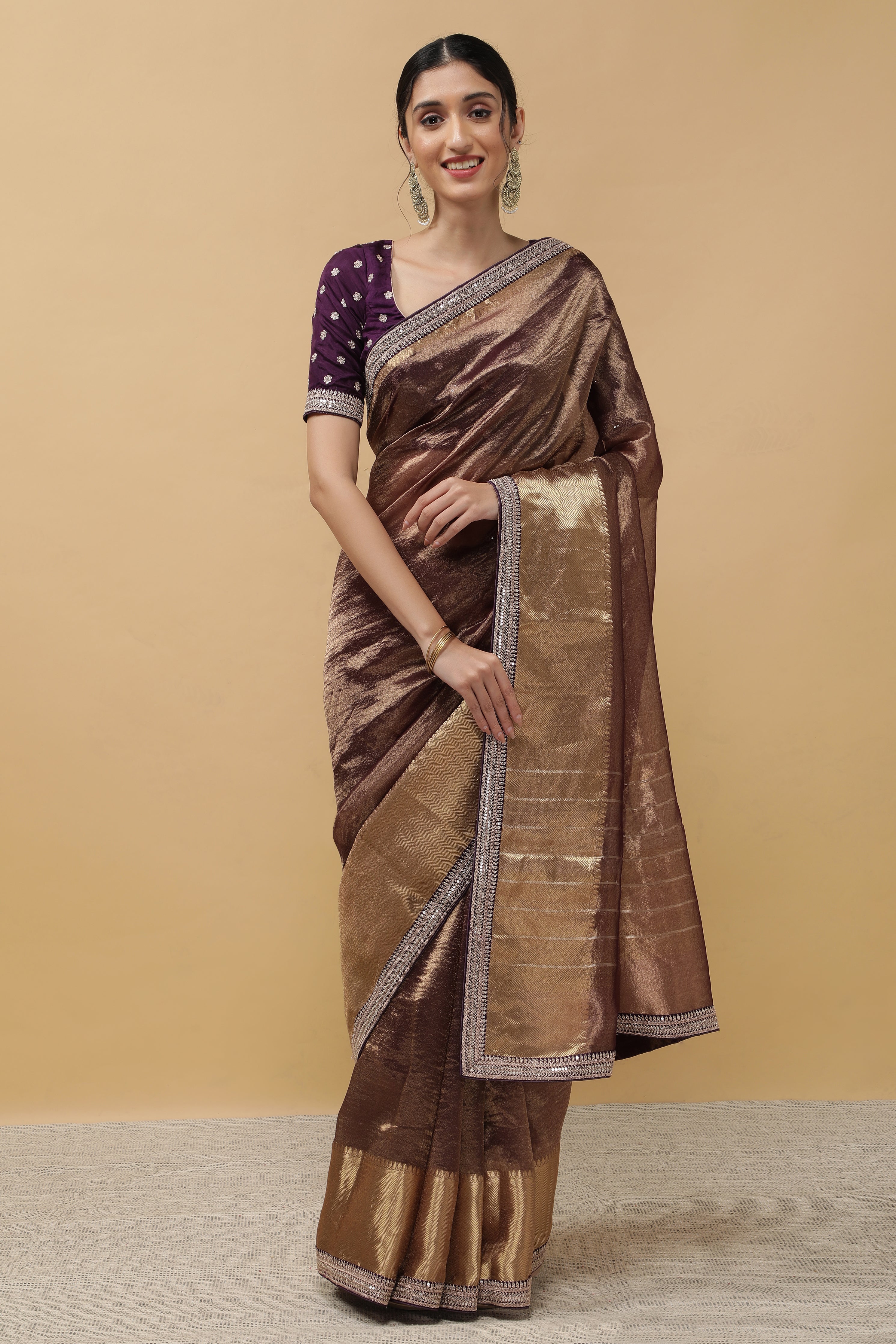 Rust Crush Tissue Saree