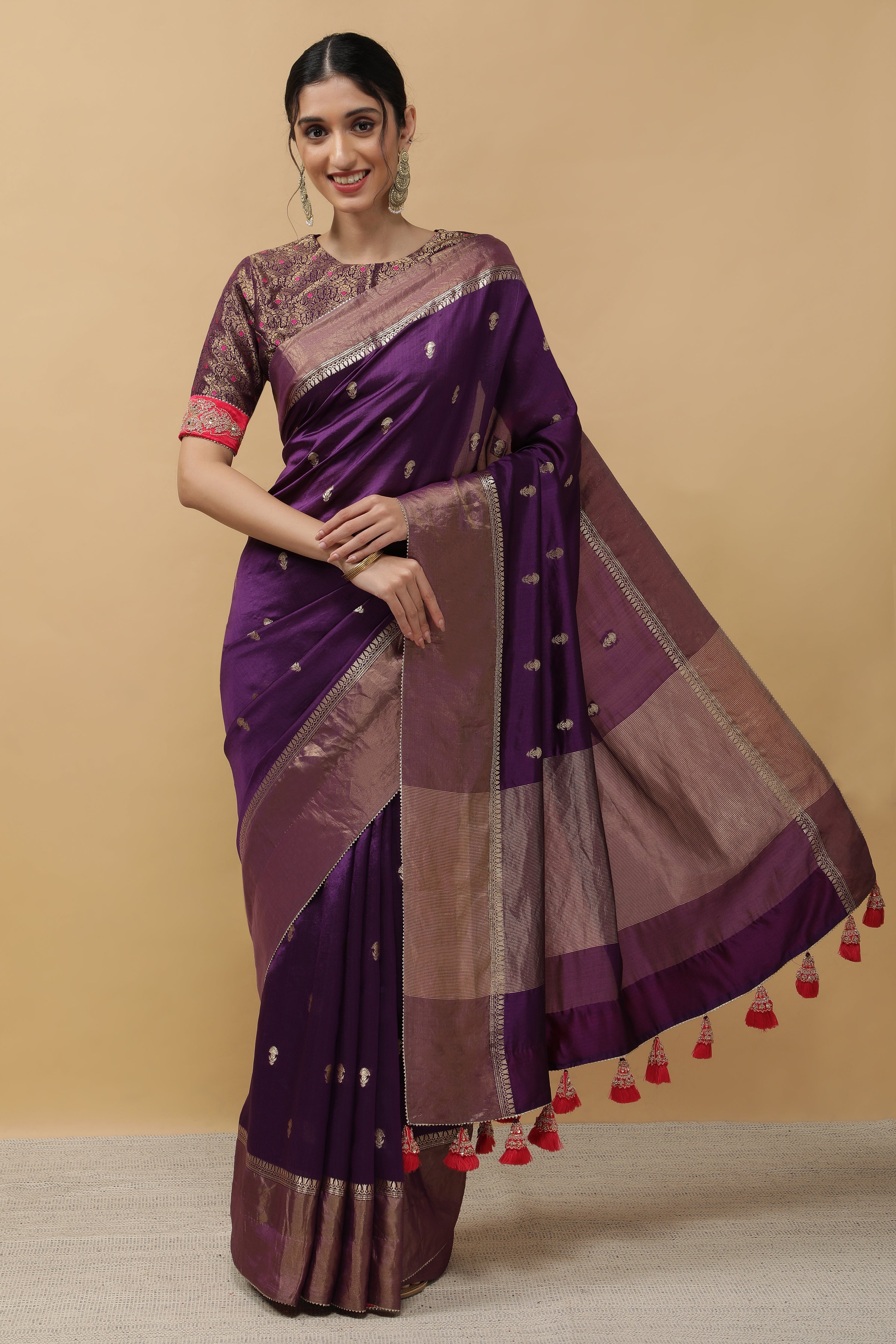 Purple Chanderi Saree - Mokshaa