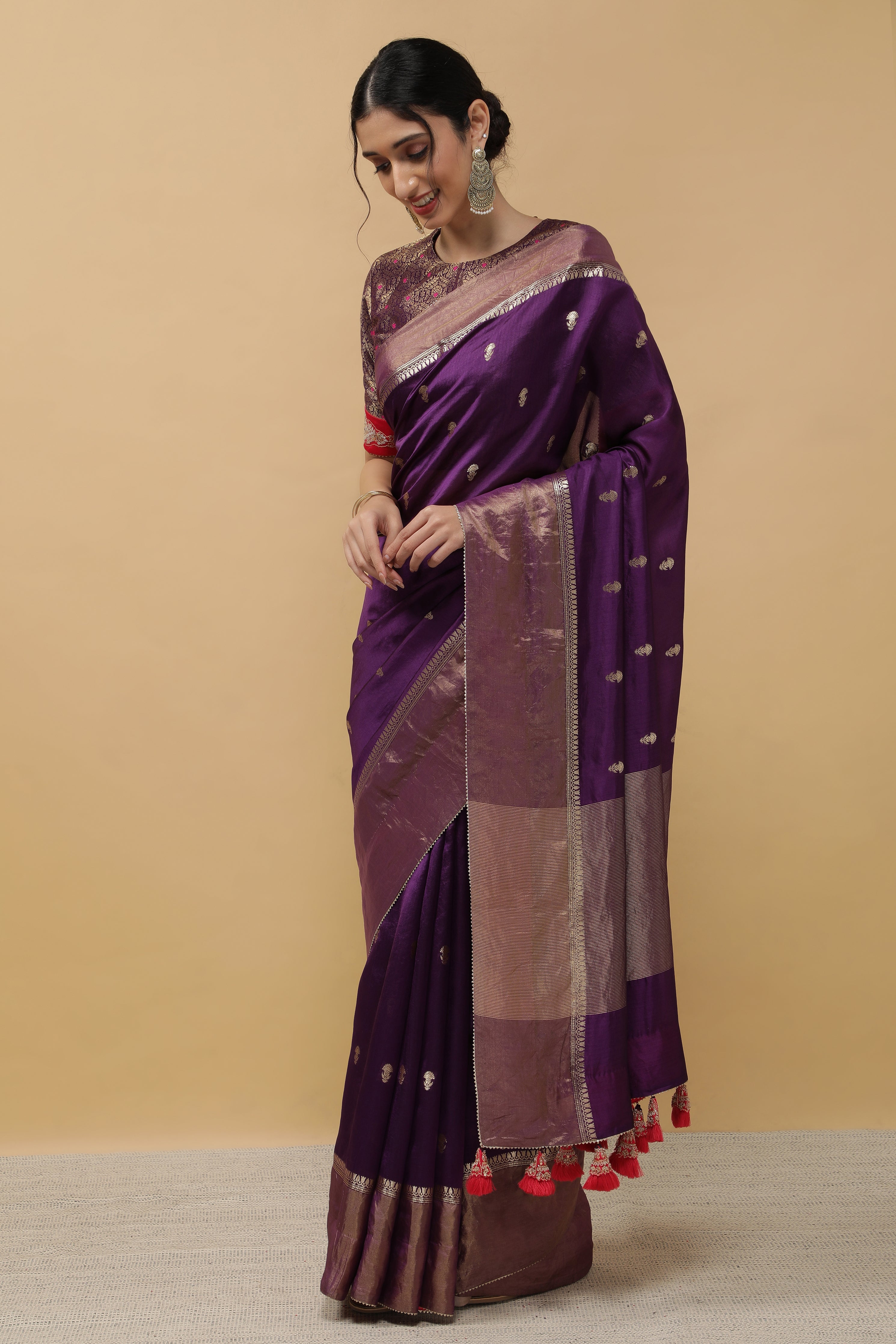 Purple Chanderi Saree - Mokshaa