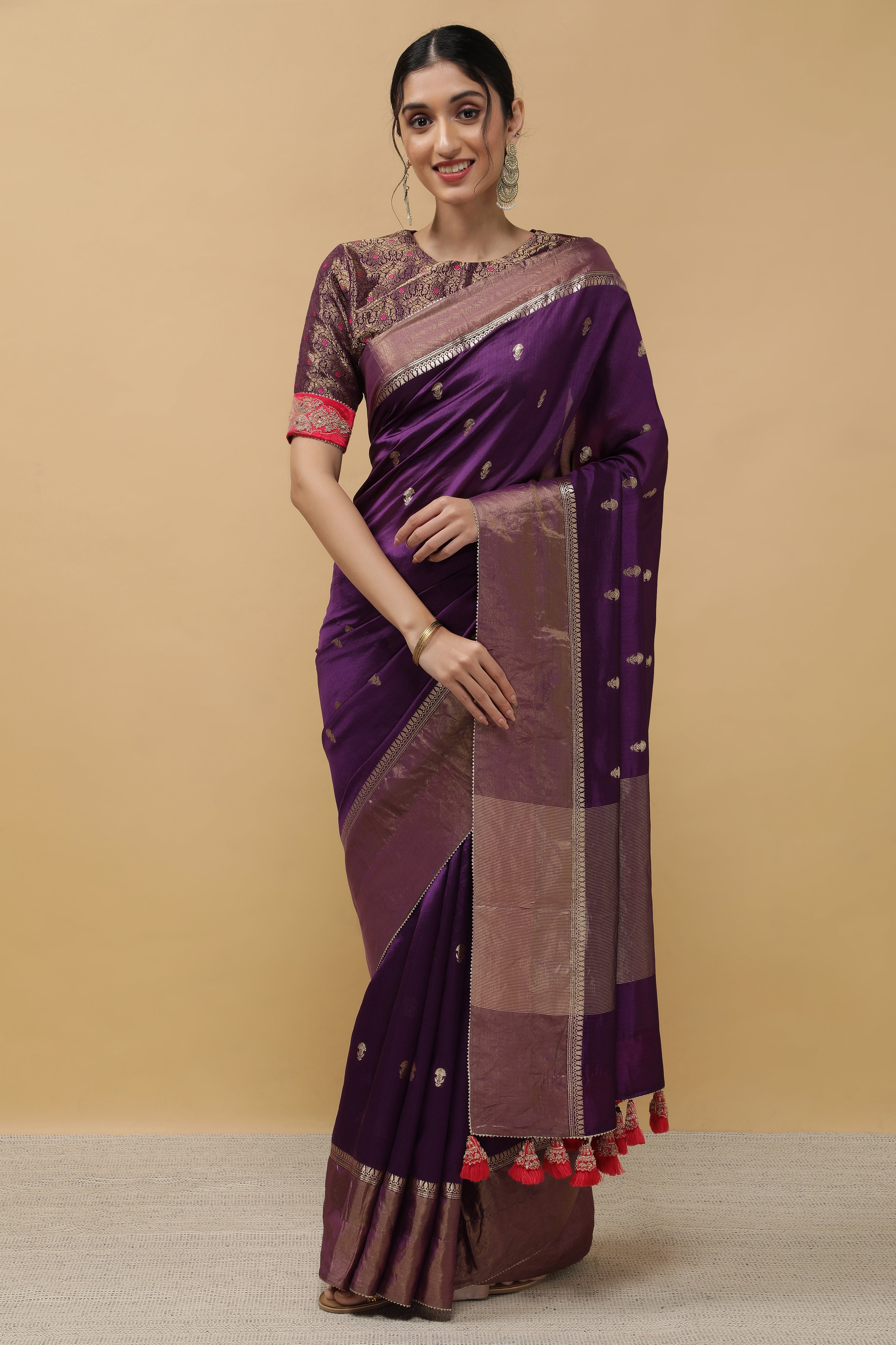 Purple Chanderi Saree - Mokshaa